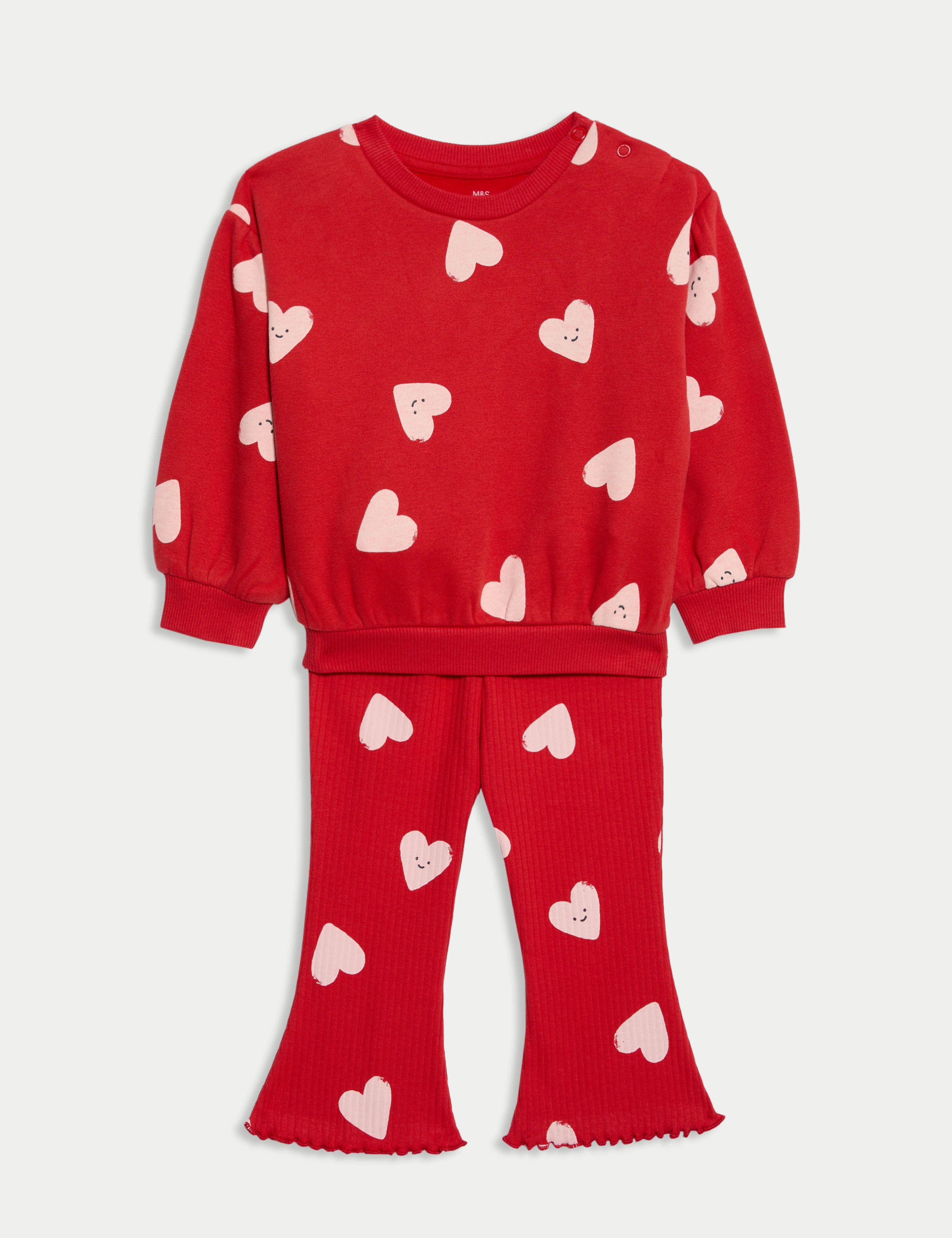2pc Cotton Rich Heart Top & Bottom Outfit (0-6 Yrs)