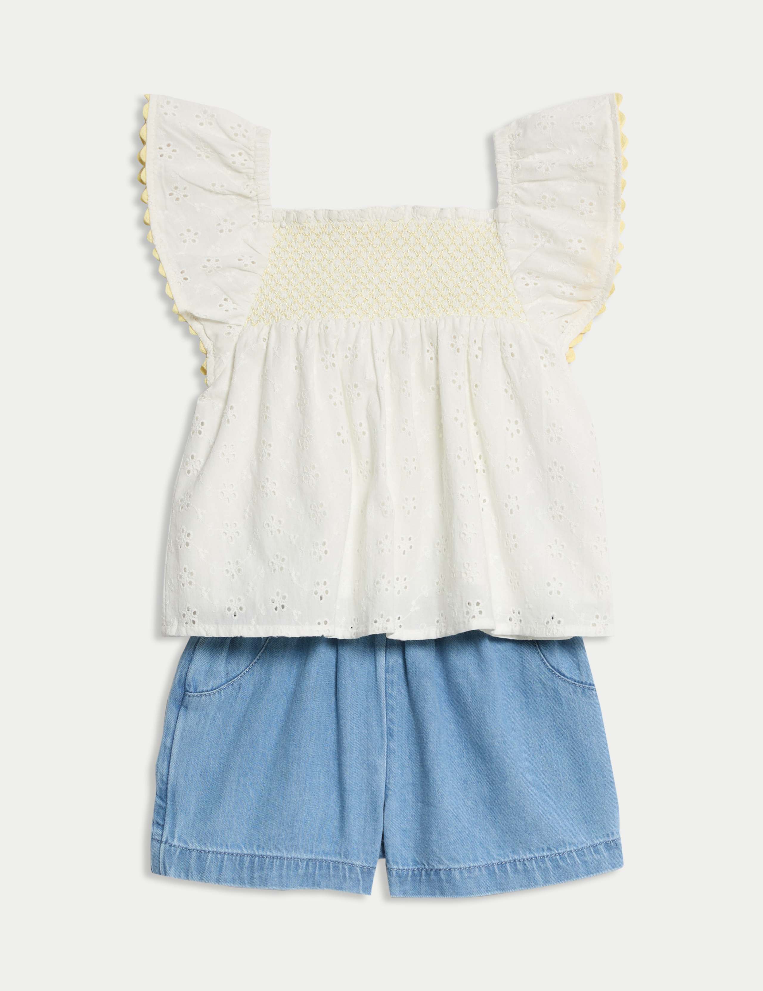 2pc Pure Cotton Broderie Outfit (0-6 Yrs)