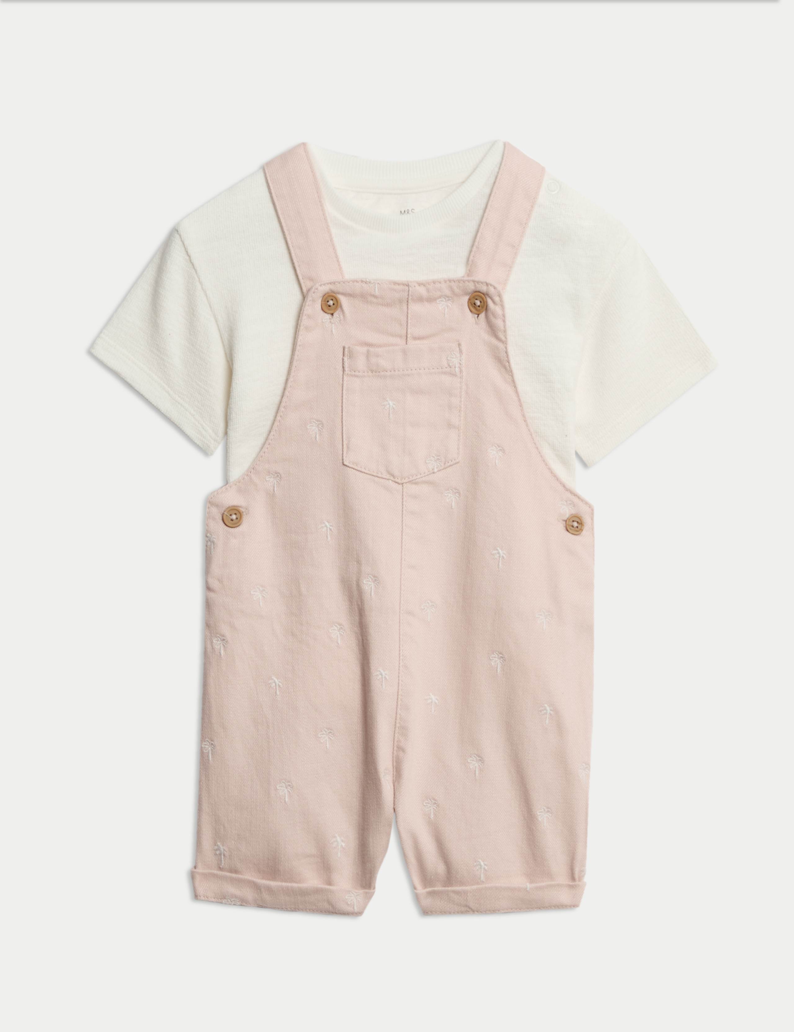 2pc Cotton Rich Embroidered Bibshort Outfit (0-2 Yrs)