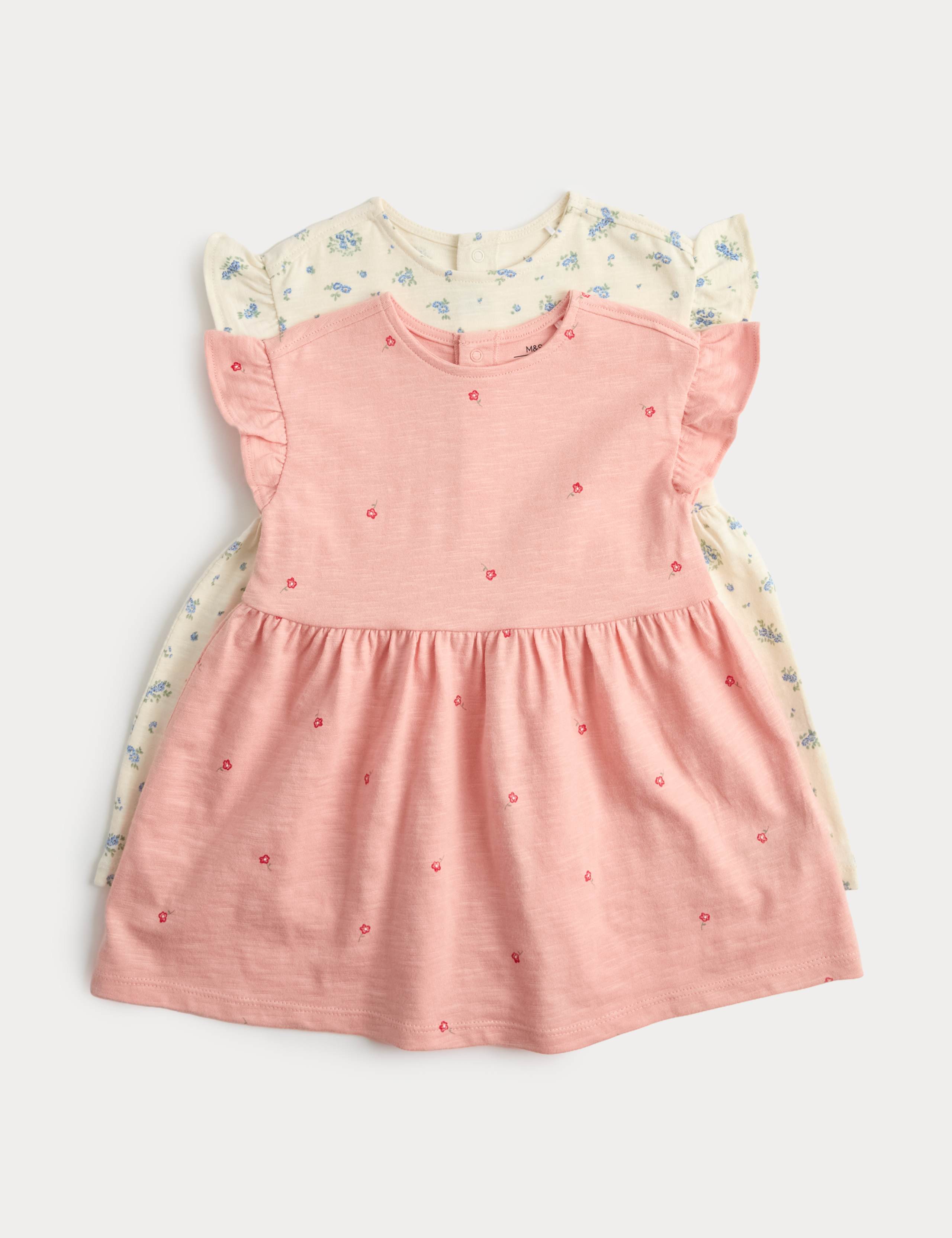 2 Pack Pure Cotton Jersey Polka Dot Dresses (0-3 Yrs)