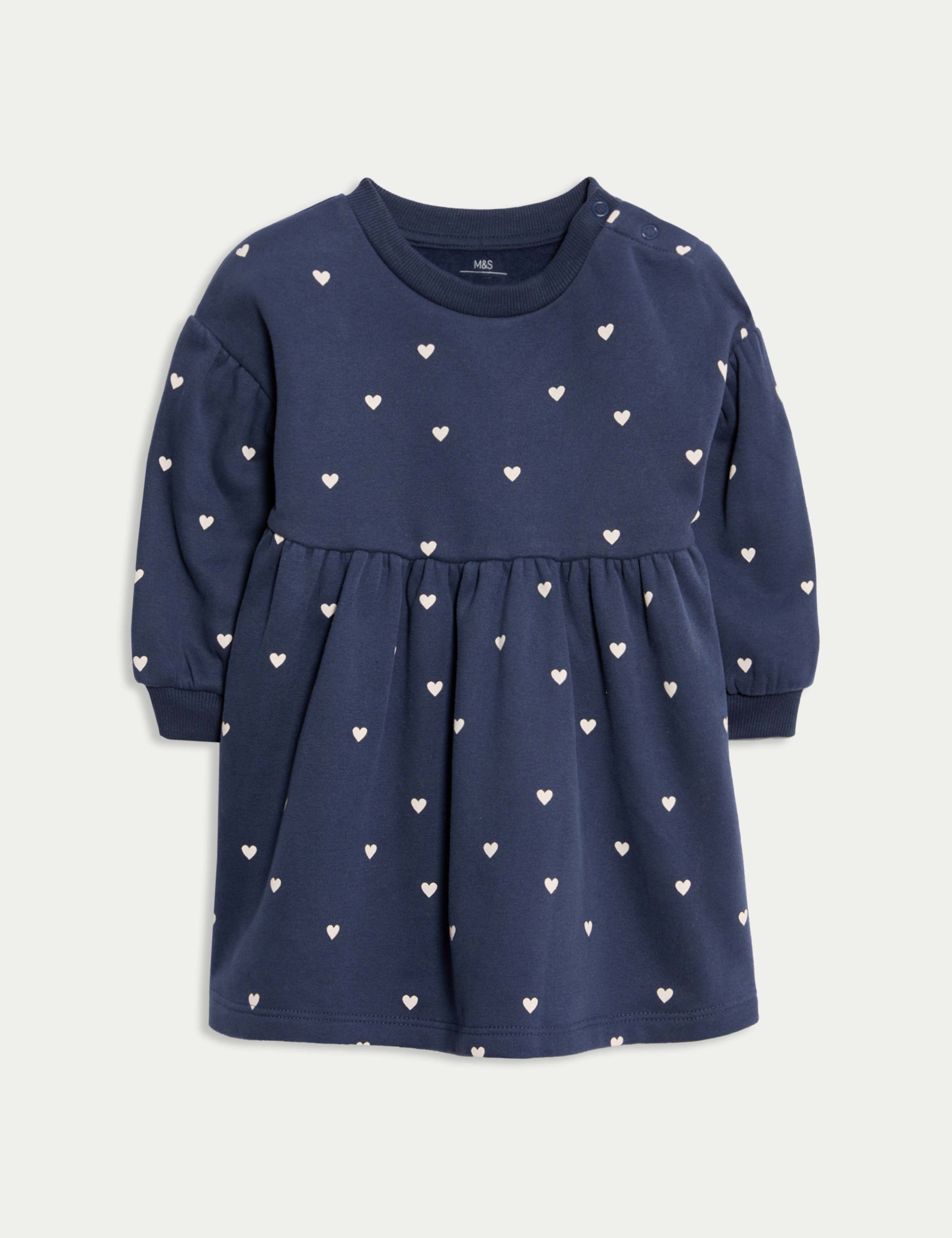 Navy Heart Dress (0-3 Yrs)