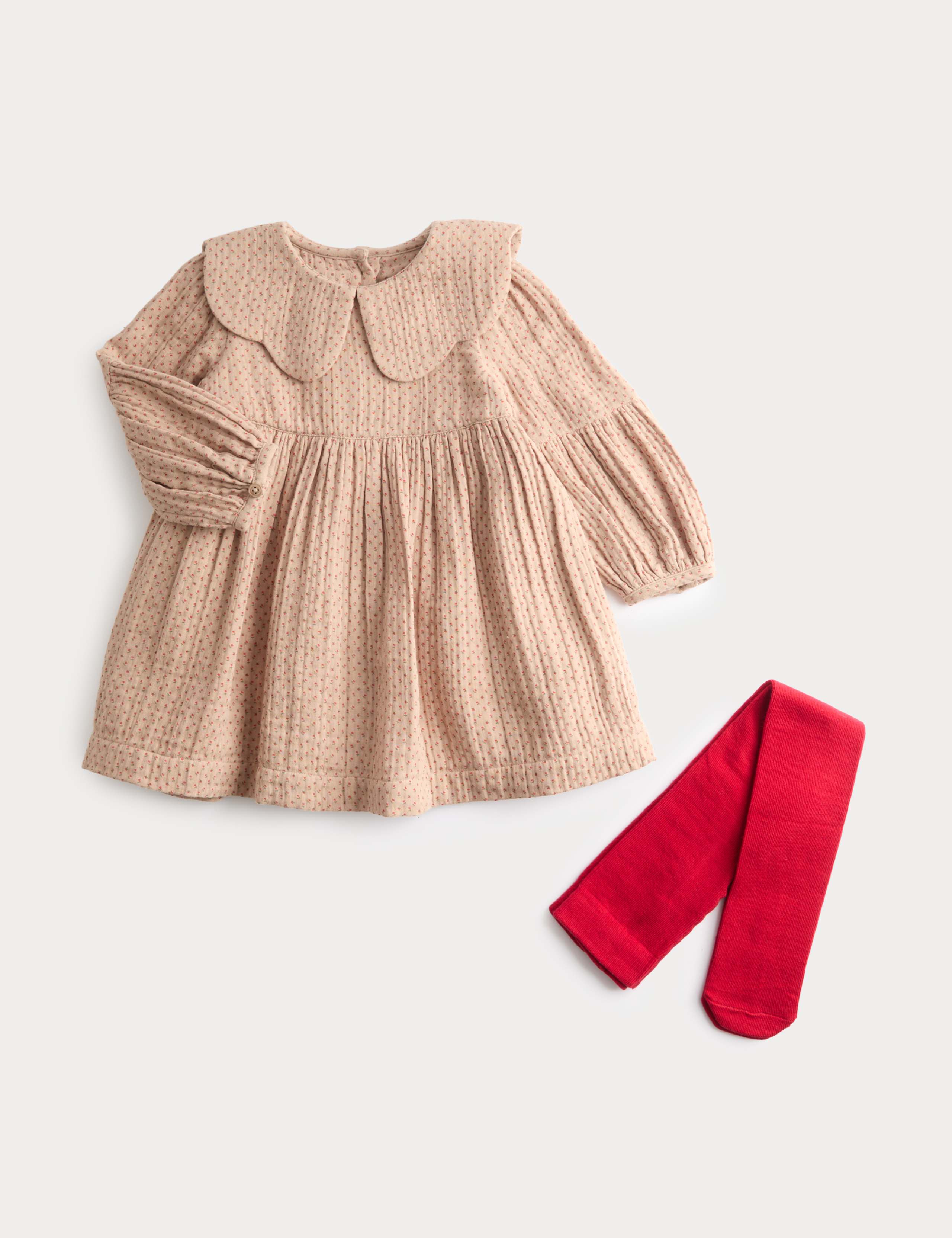 2 Piece Pure Cotton Checked Dress with Tights (0 Months-6 Years)