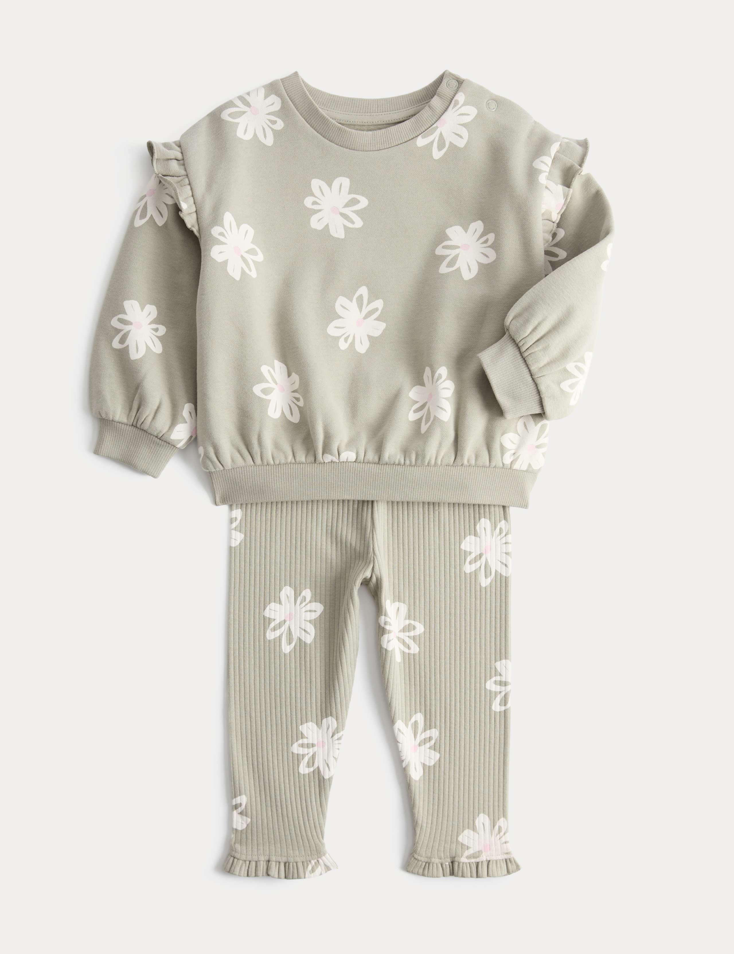 2 Piece Cotton Rich Floral Sweat Outfit (0-5 Yrs)
