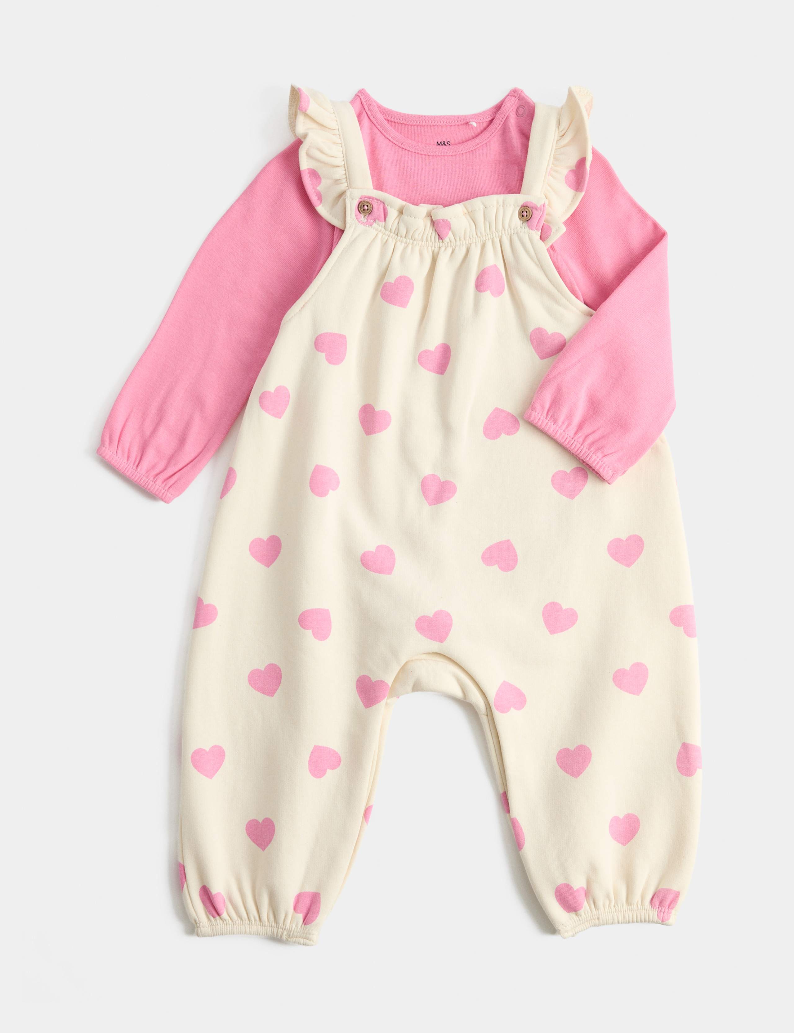 2pc Heart Dungaree and Bodysuit (0-3 Yrs)