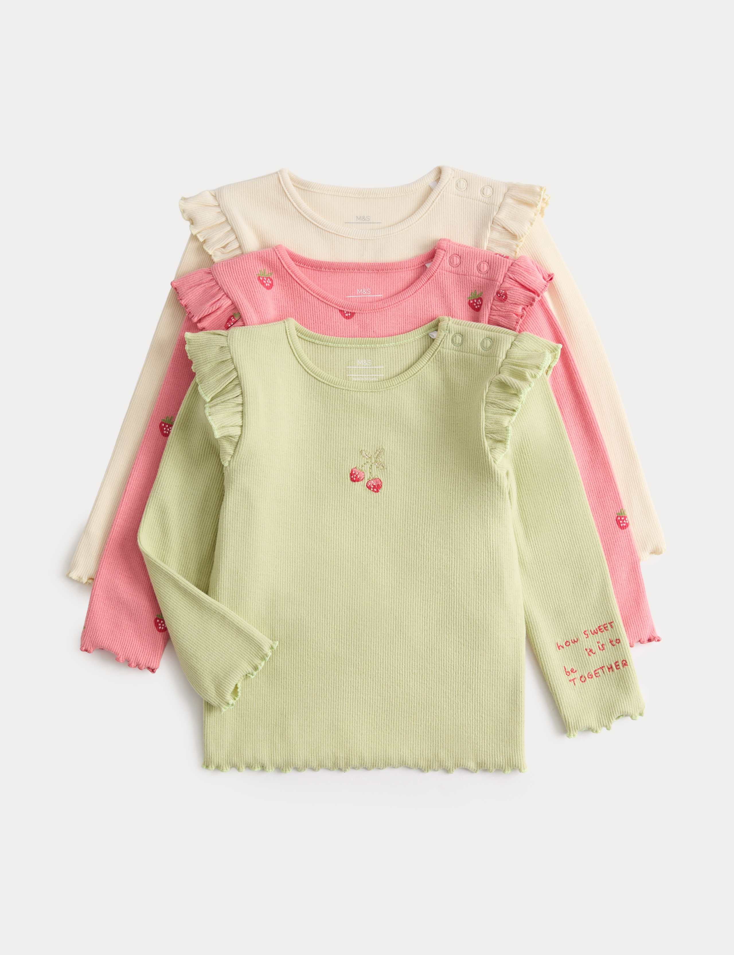 3 Pack Cotton Rich Strawberry Tops (0-3 Years)
