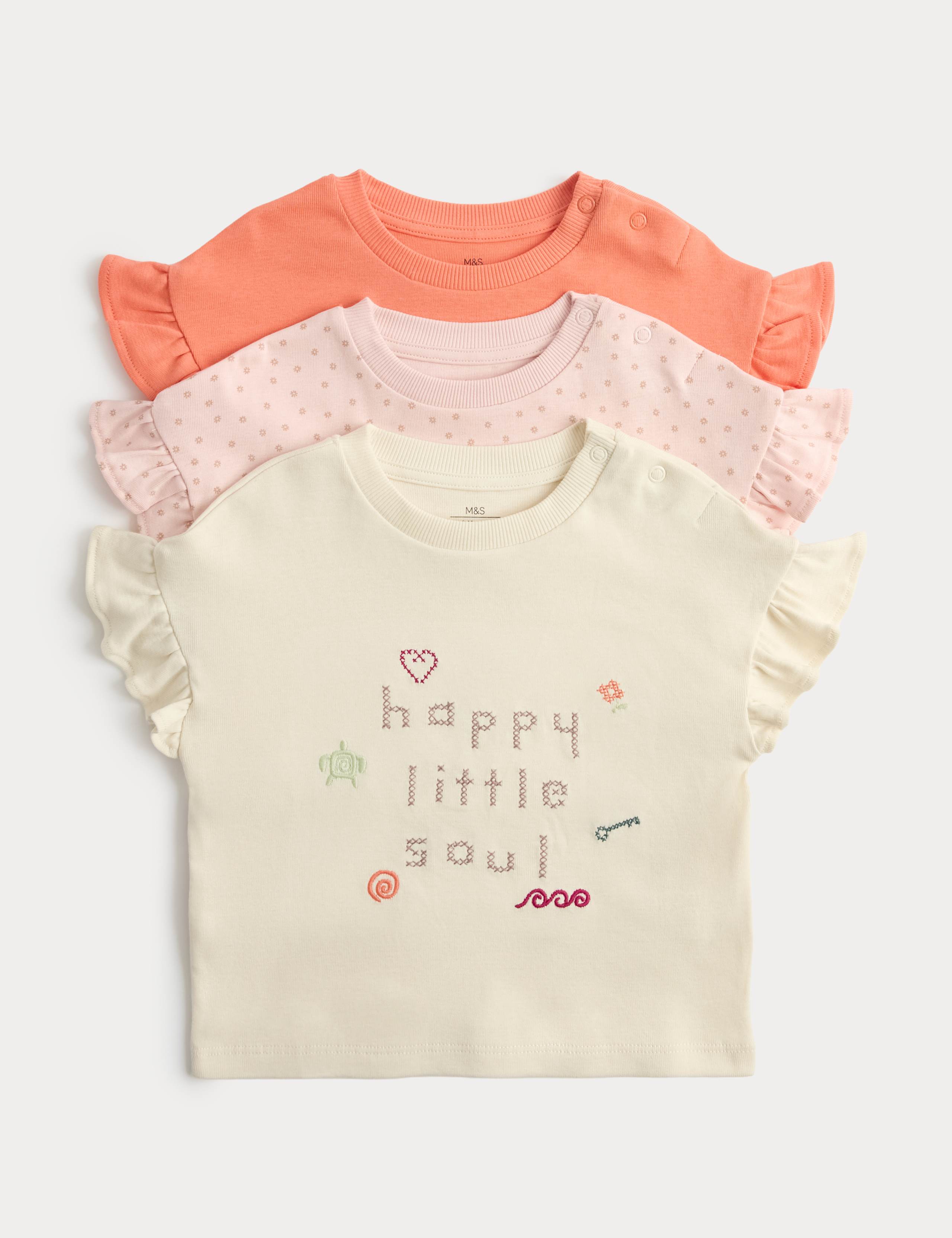 3 Pack Pure Cotton Happy Little Soul Tops (0-5 Yrs)