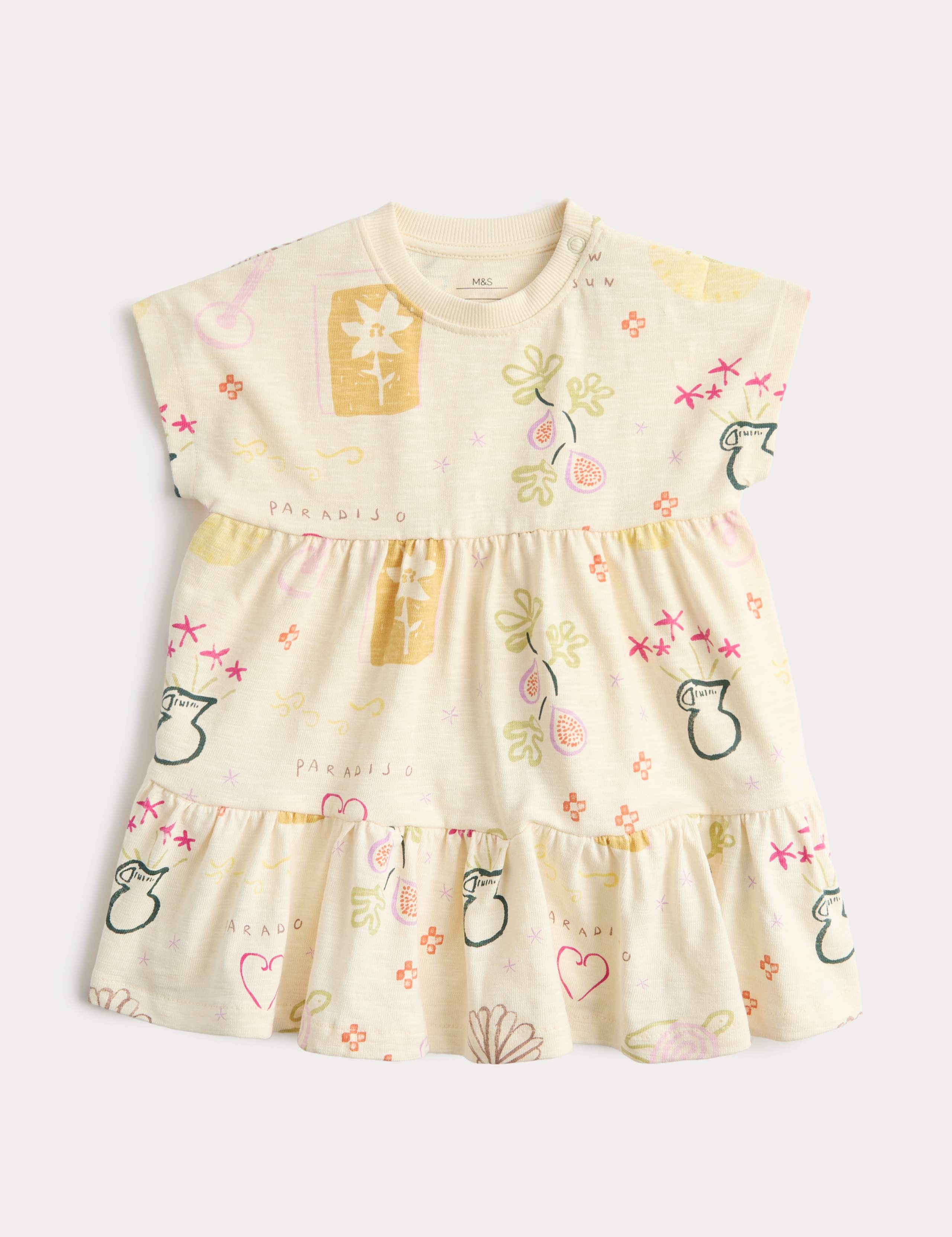 Pure Cotton Jersey Paradiso Print Dress (0-5 Yrs)