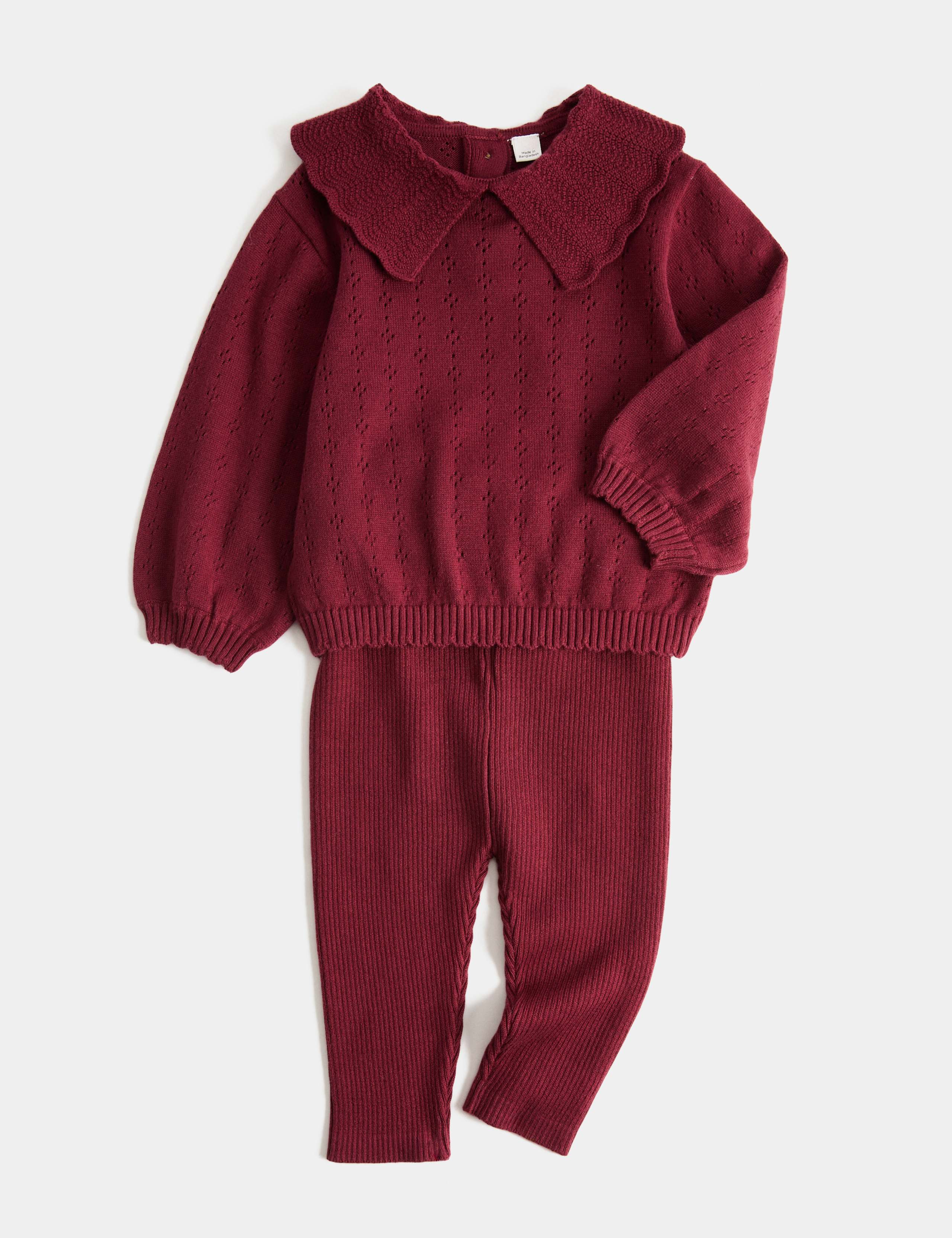 Pure Cotton Pointelle Top & Bottom Outfit