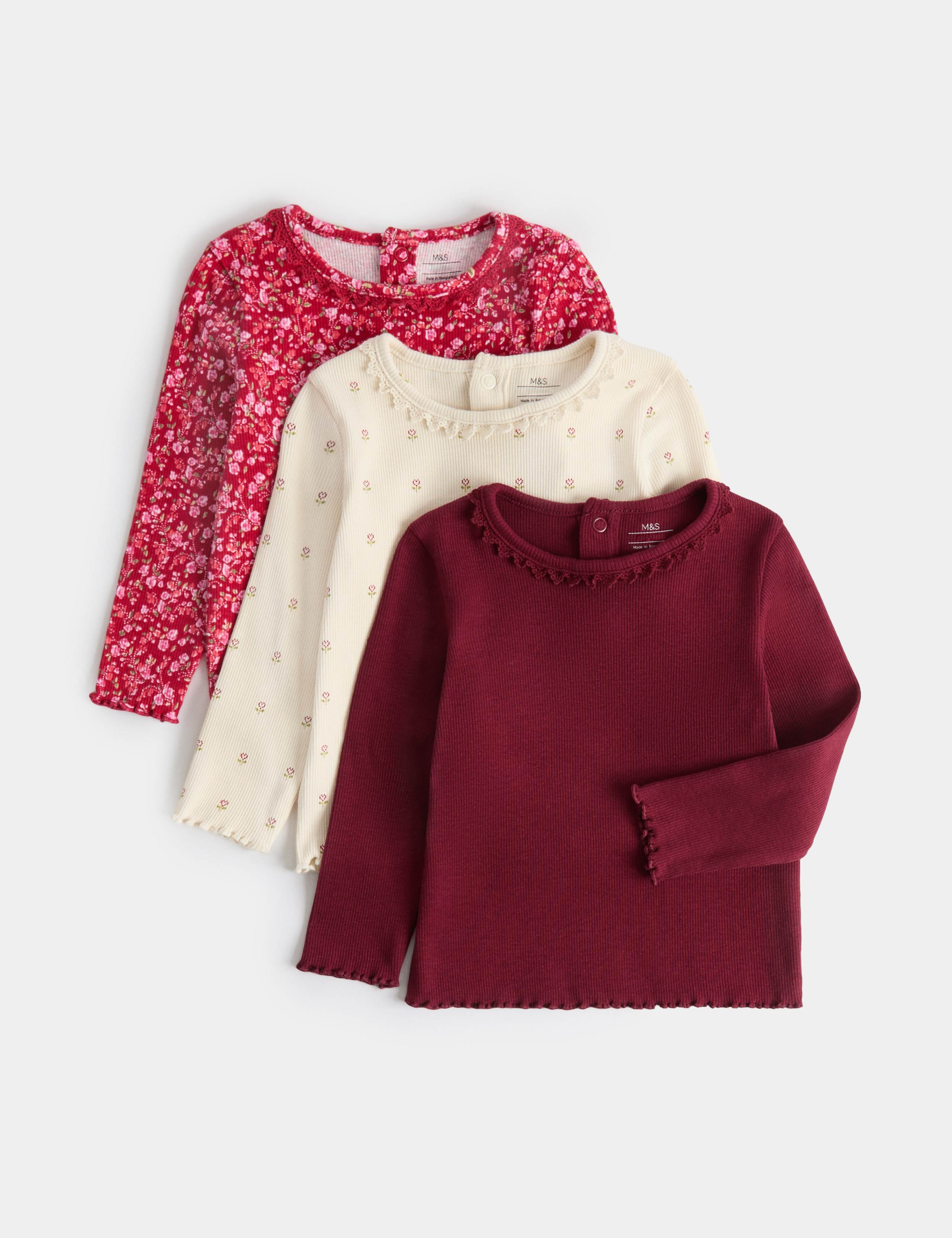 3pk Cotton Rich Patterned Tops