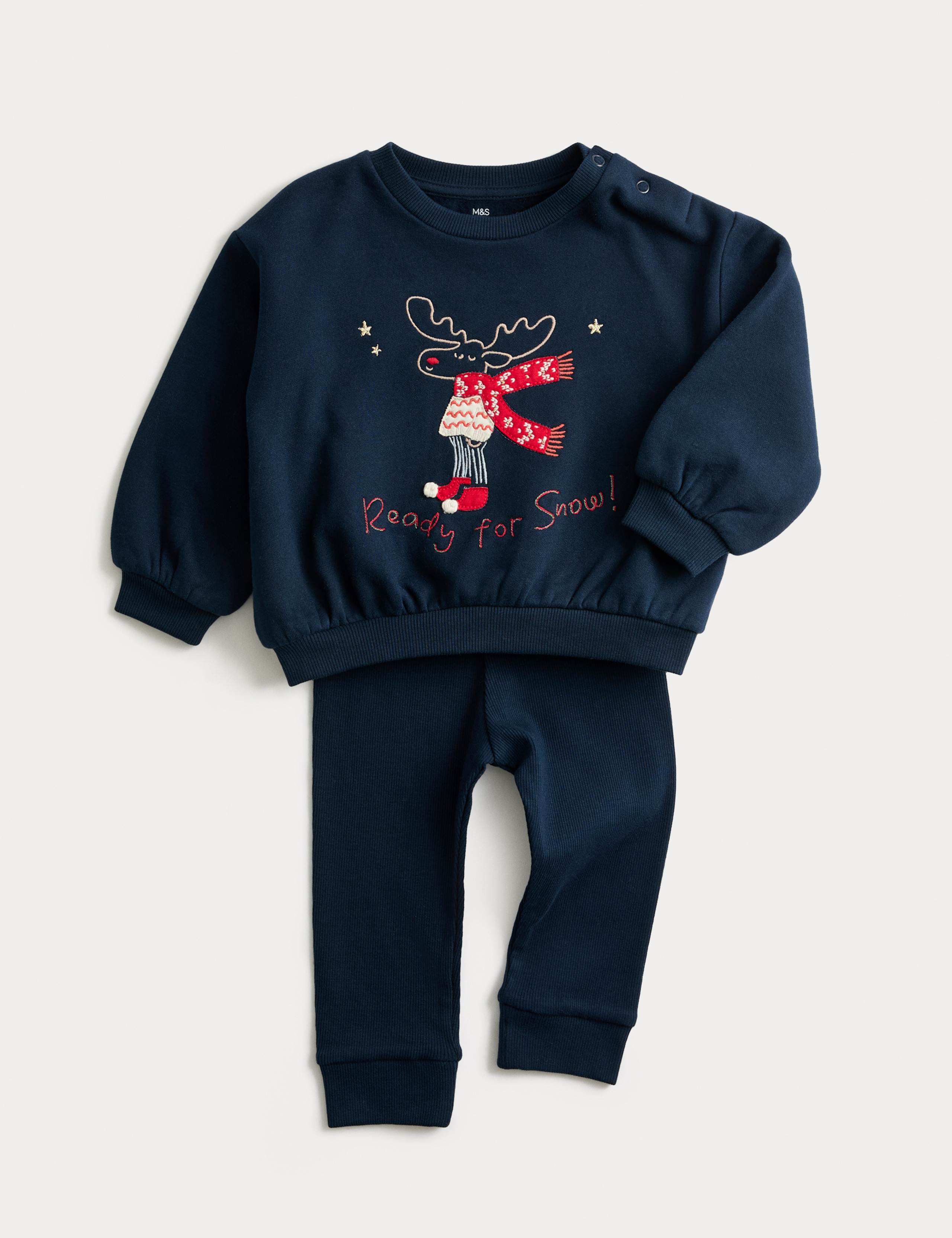 2pc Reindeer Sweatshirt Outfit (0-3 Yrs)