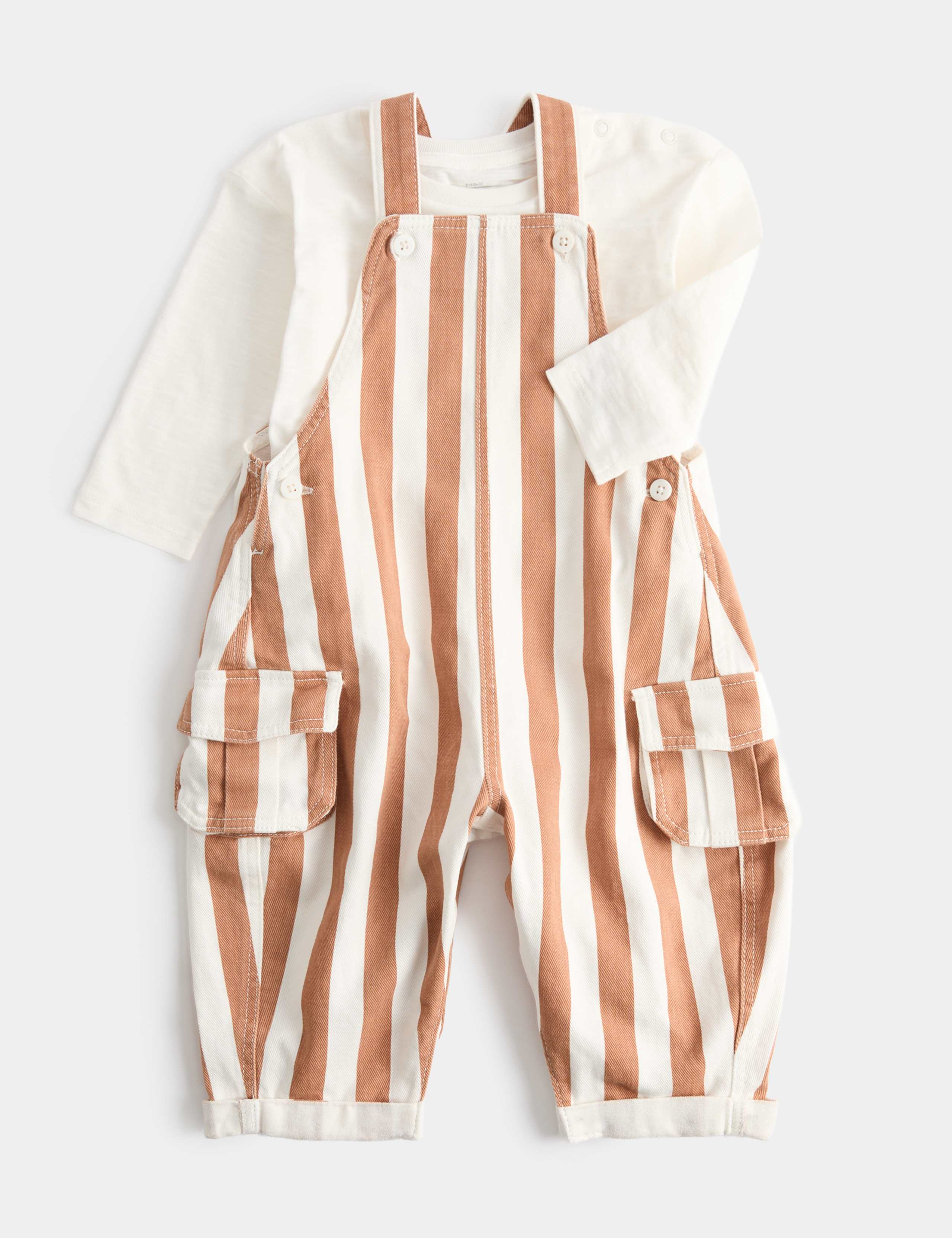 2pc Pure Cotton Striped Dungarees Set (0 Mths-3 Yrs)