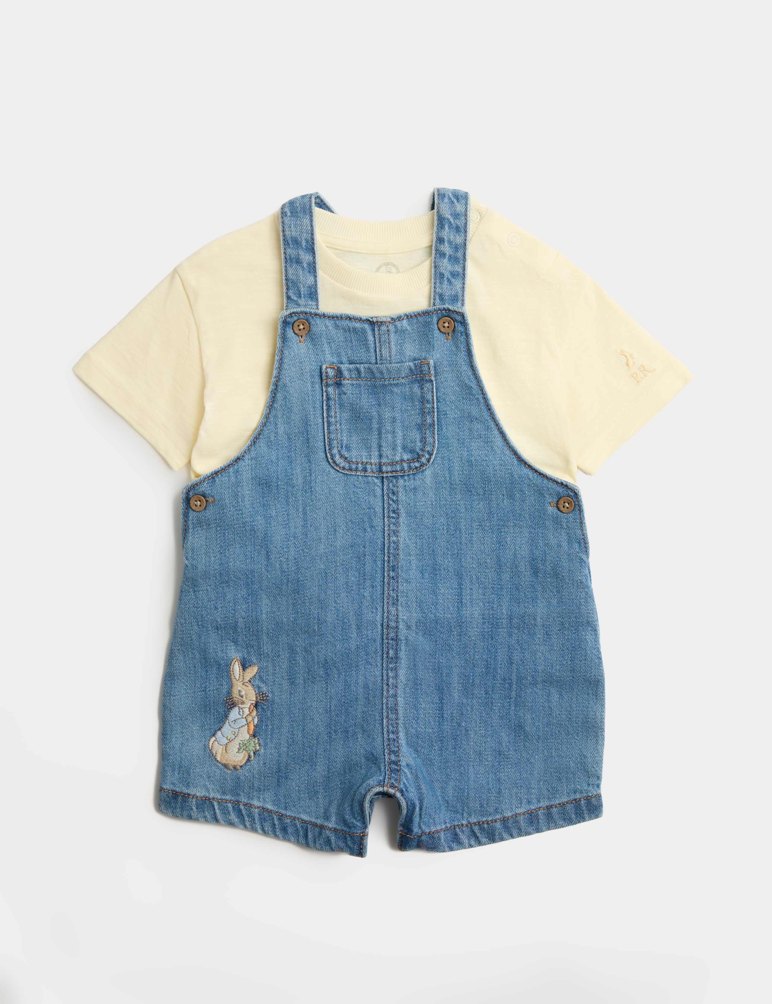 2 Piece Denim Peter Rabbit™ Bibshort Outfit (0-3 Yrs)