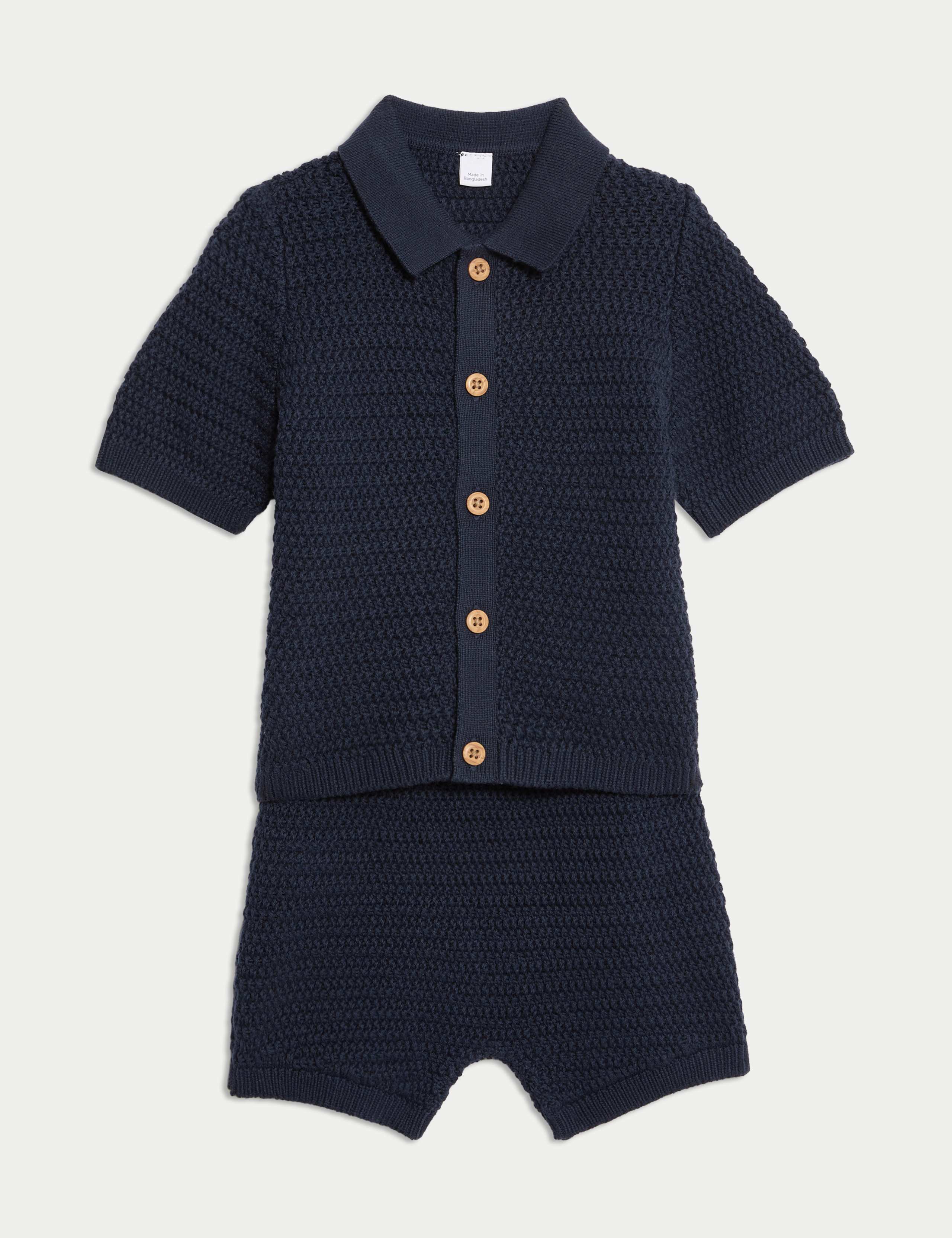 2pc Knitted Shirt And Shorts Outfit (0-3 Yrs)