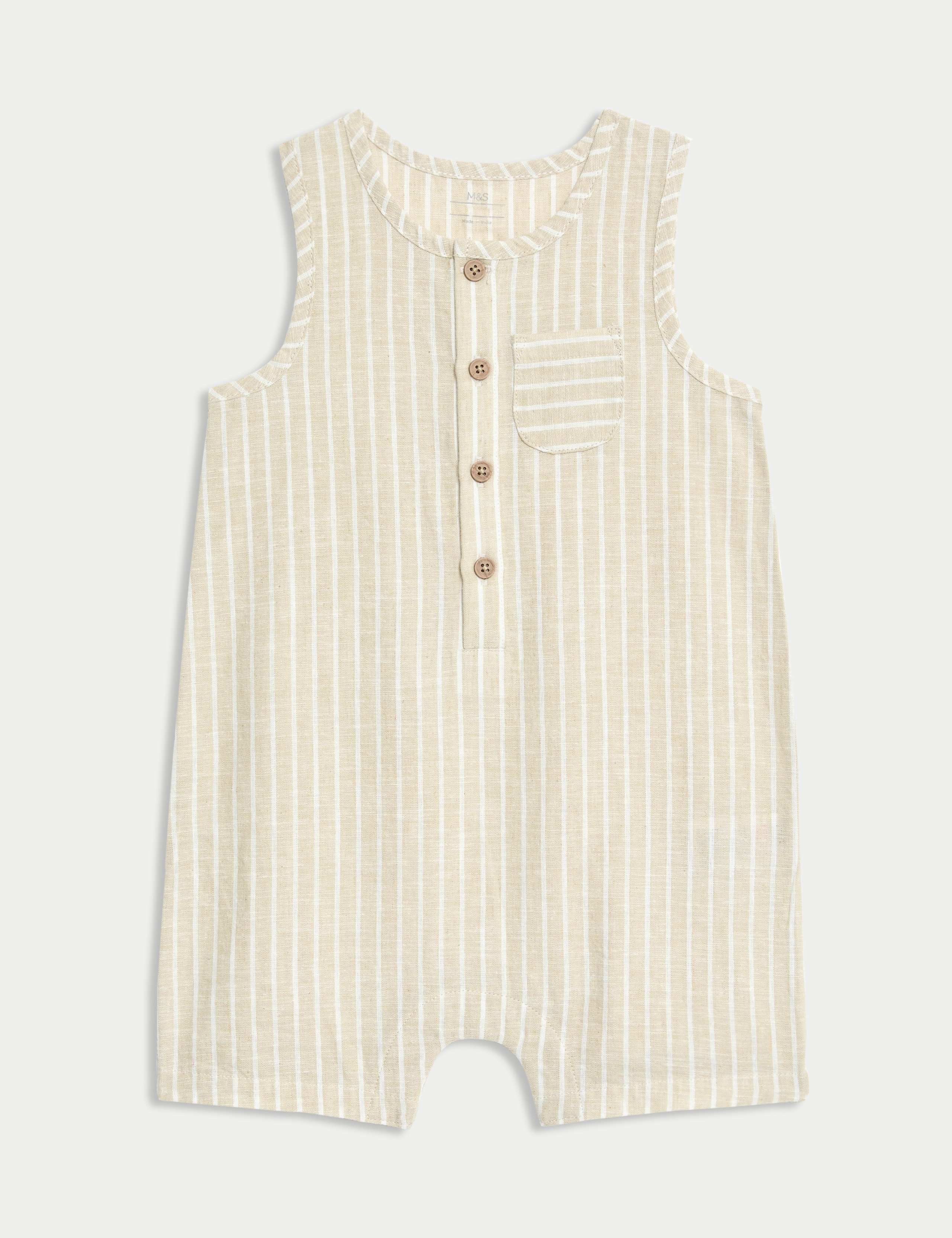 Cotton Rich Striped Button Through Romper (0-3 Yrs)