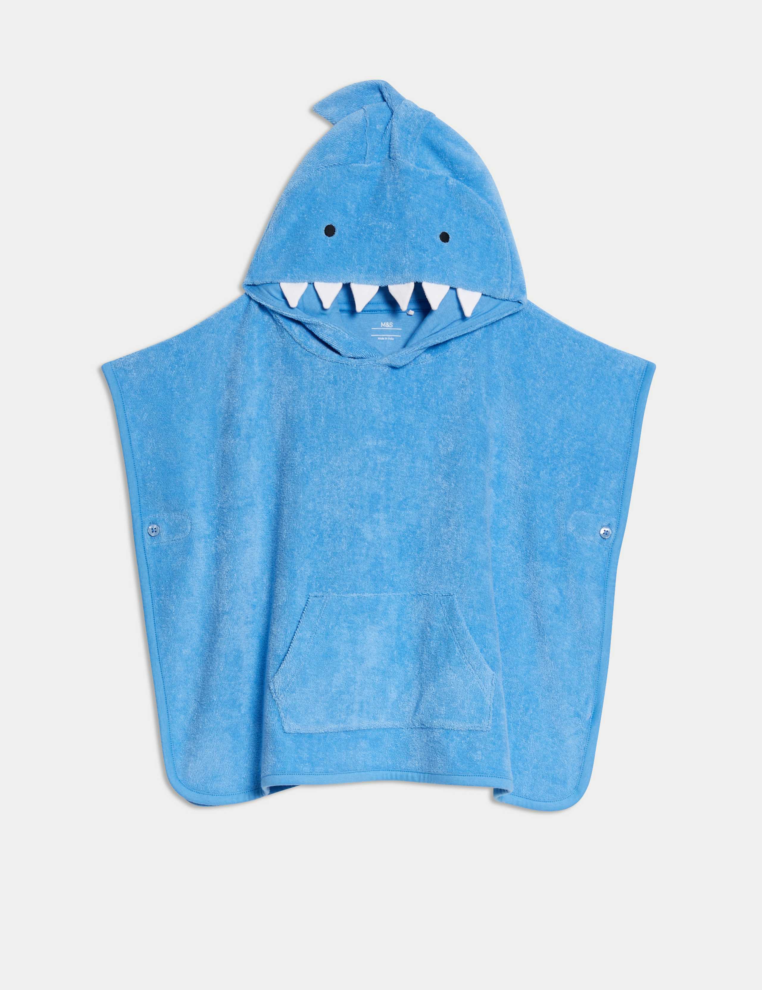 Pure Cotton Shark Towelling Poncho (0-36 Mths)