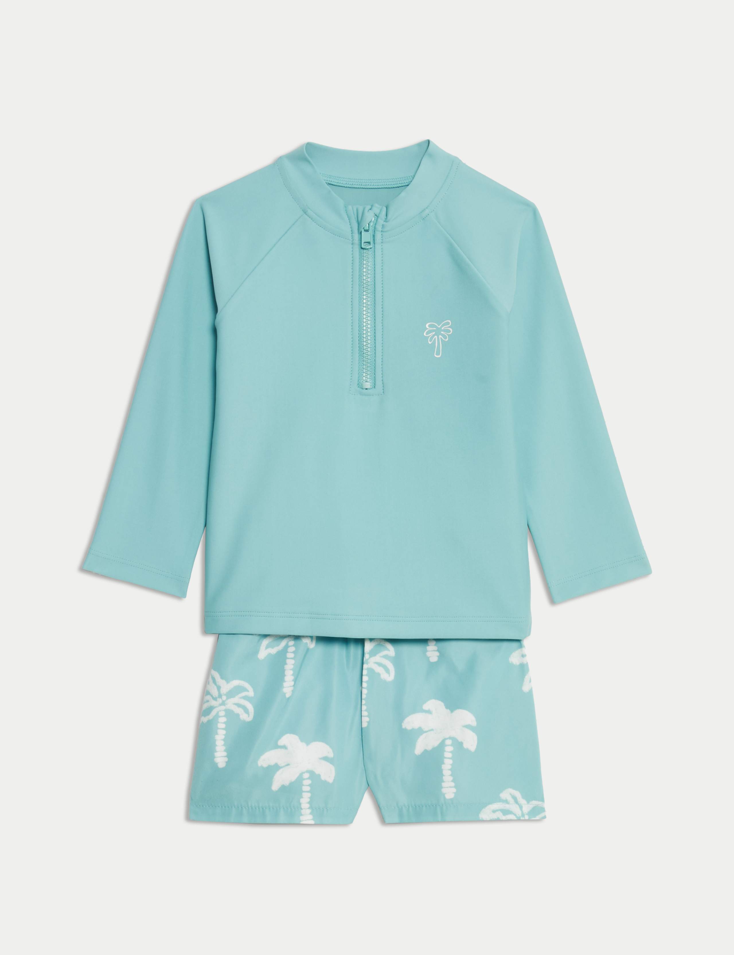 2pc Palm Tree Rash Vest Swim Set (0-3 Yrs)