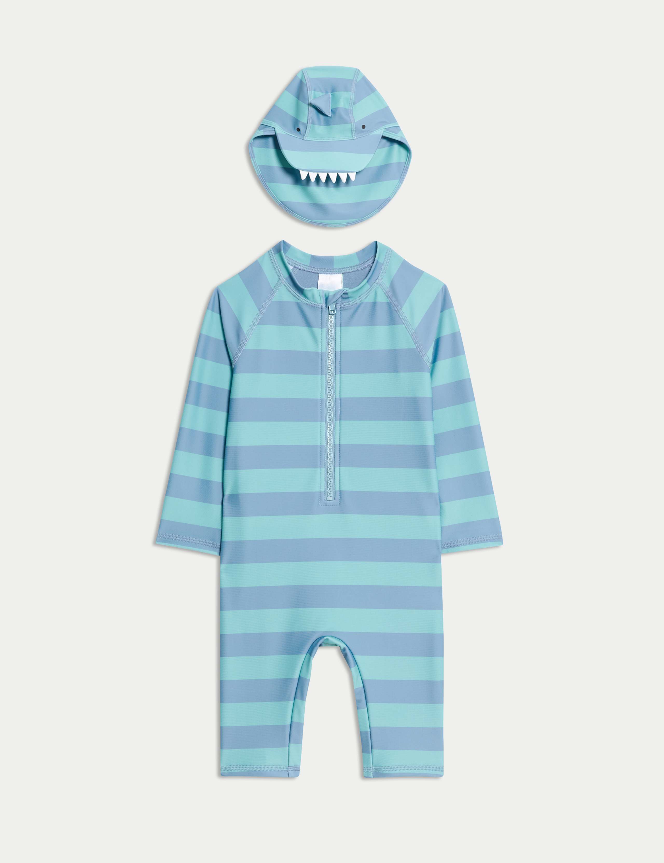 2pc Striped Sunsafe Swimsuit with Hat (0 -3 Yrs)