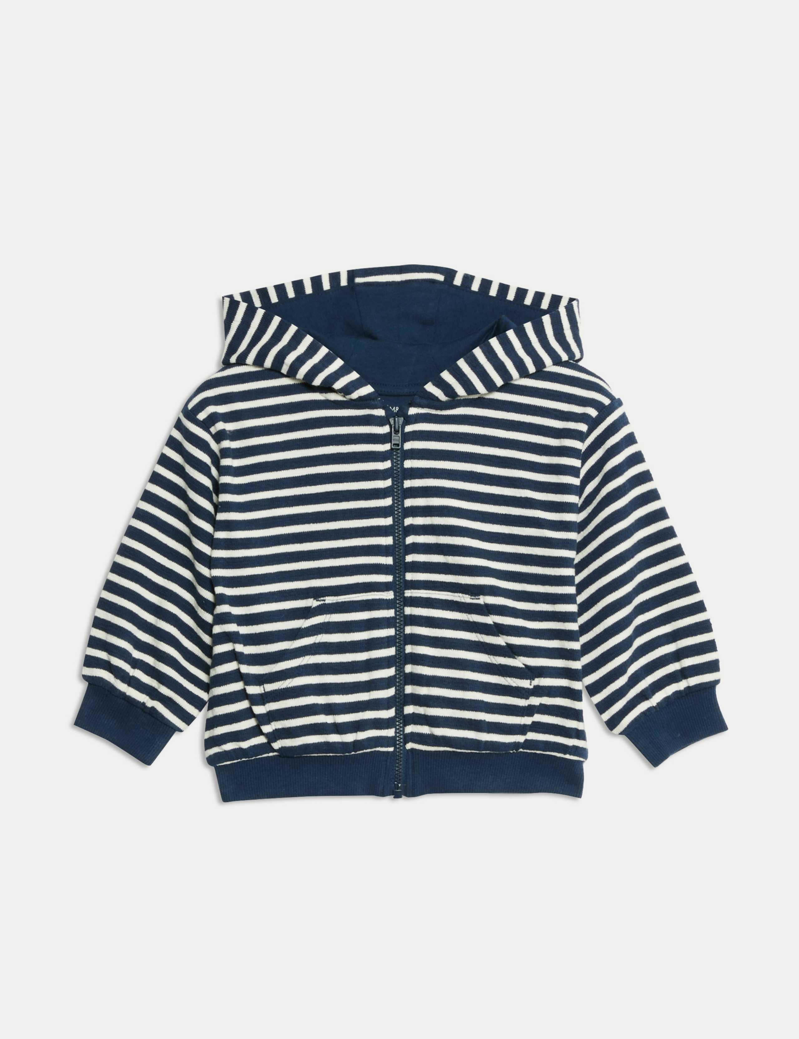 Pure Cotton Striped Zip Hoodie (0-3 Yrs)
