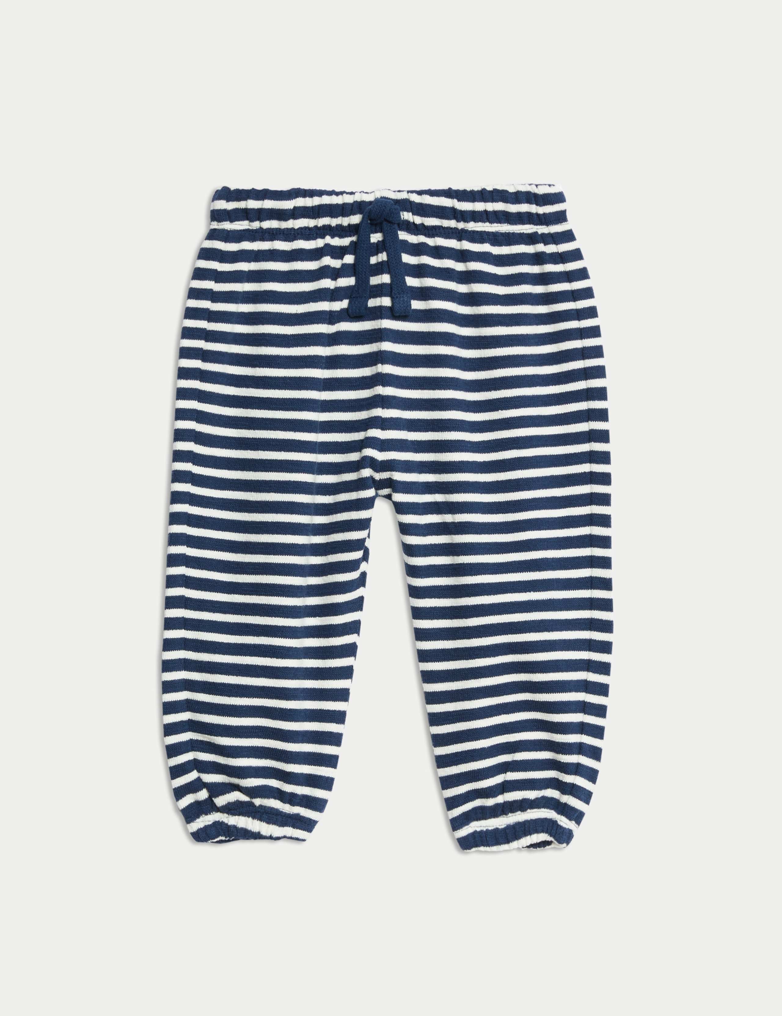 Pure Cotton Striped Joggers (0-3 Yrs)