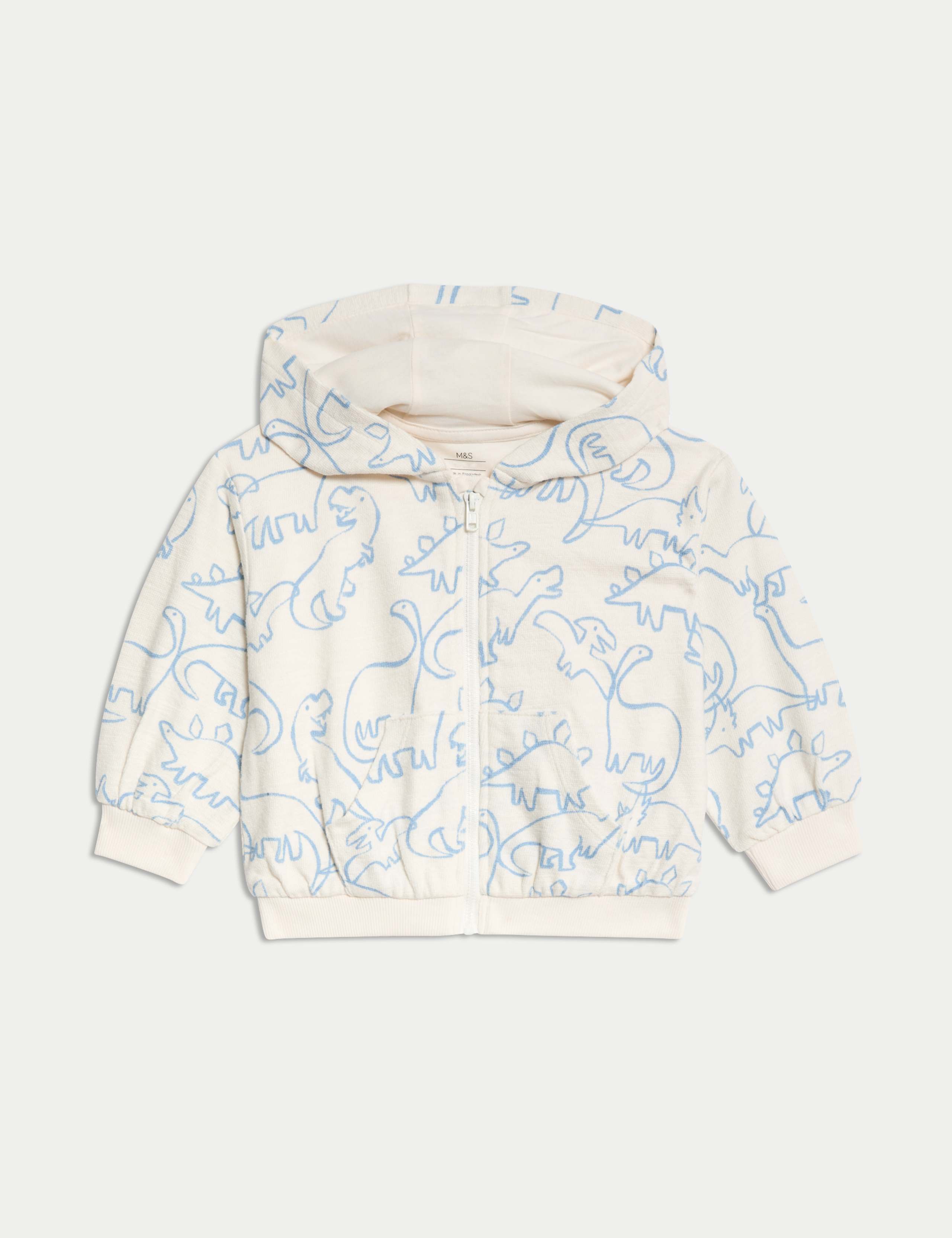 Pure Cotton Dinosaur Zip Hoodie (0-3 Yrs)