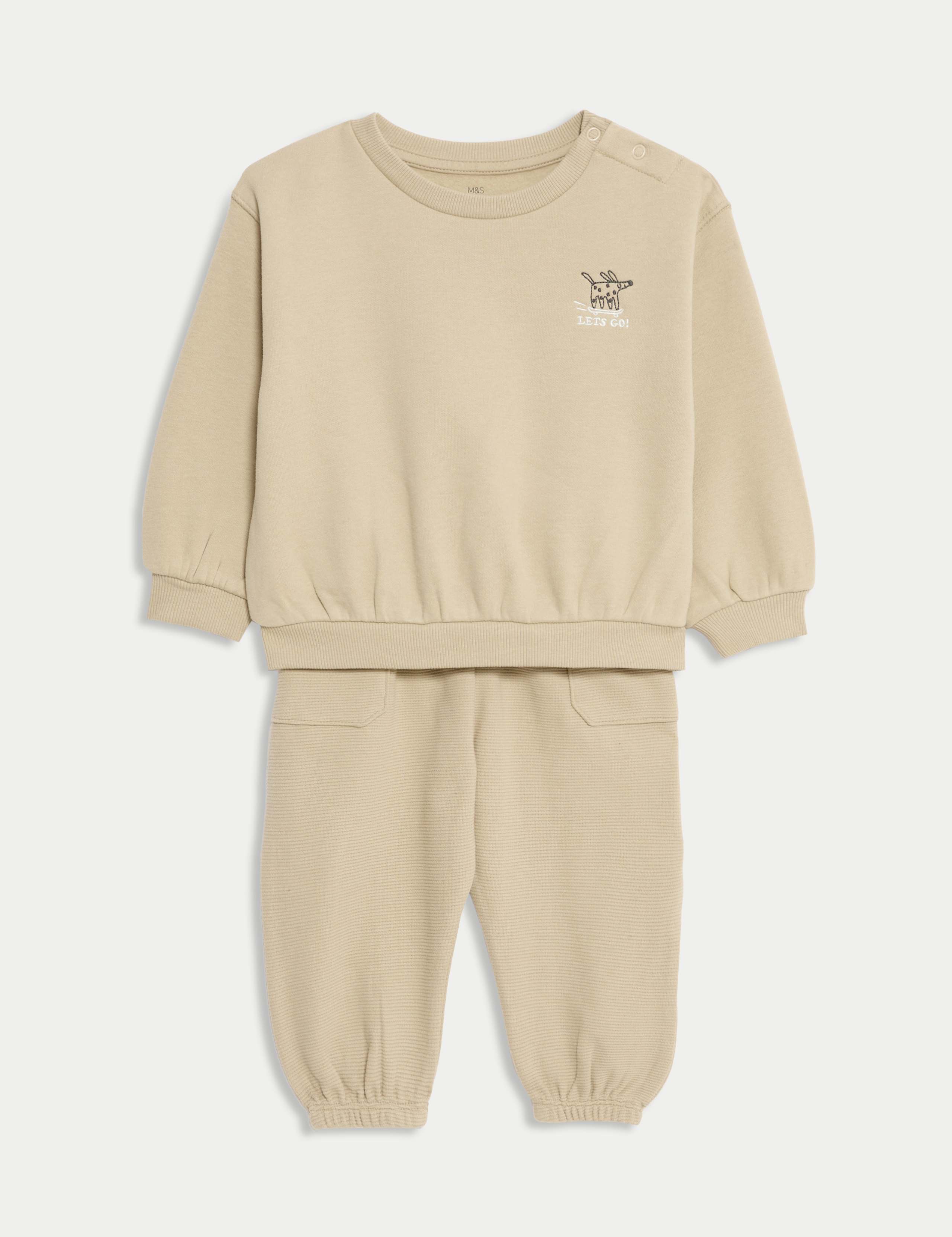 2pc Chest Graphic Embroidery Jogger Outfit (0 Mths-6 Yrs)