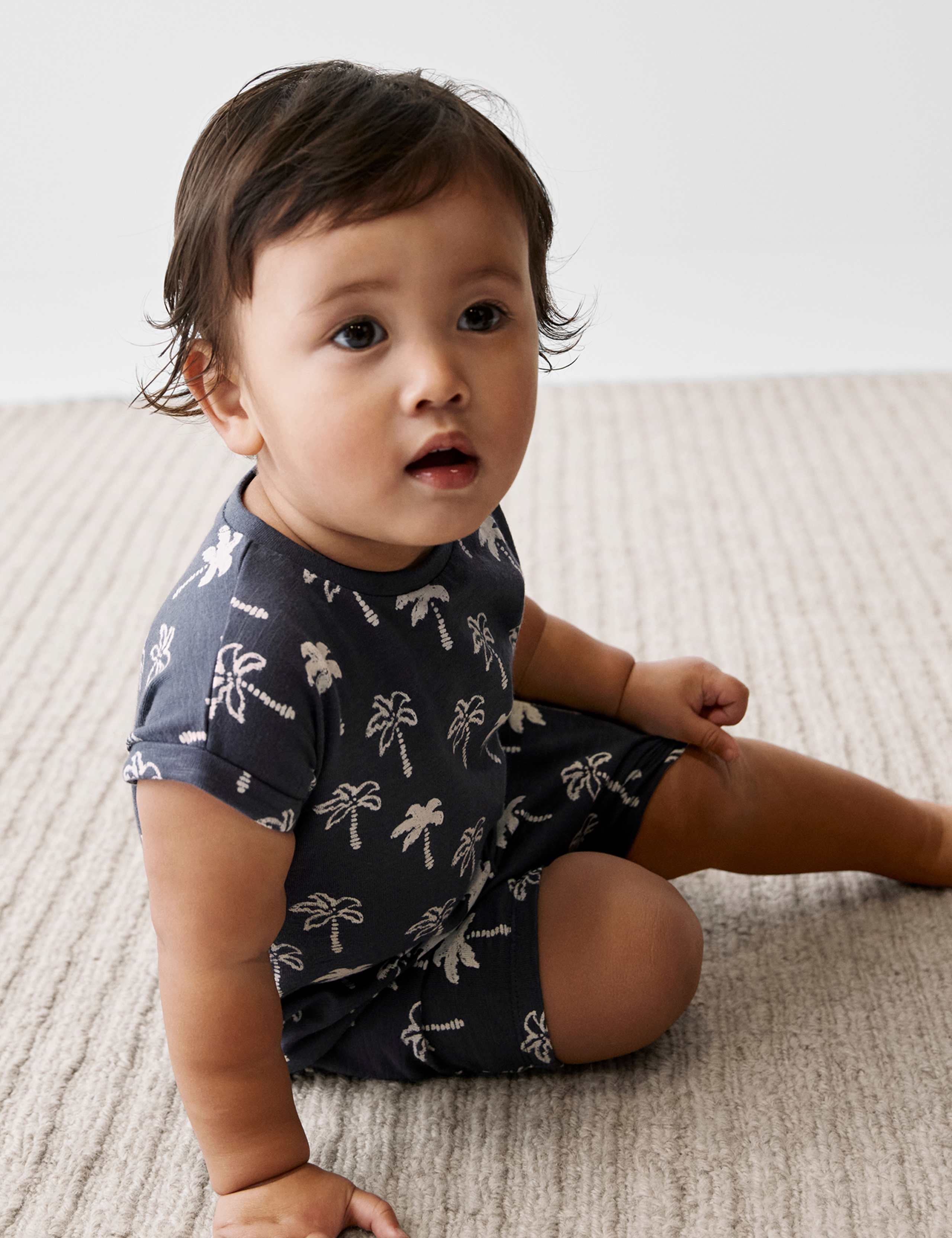 Pure Cotton Palm Tree Romper (0-3 Yrs)