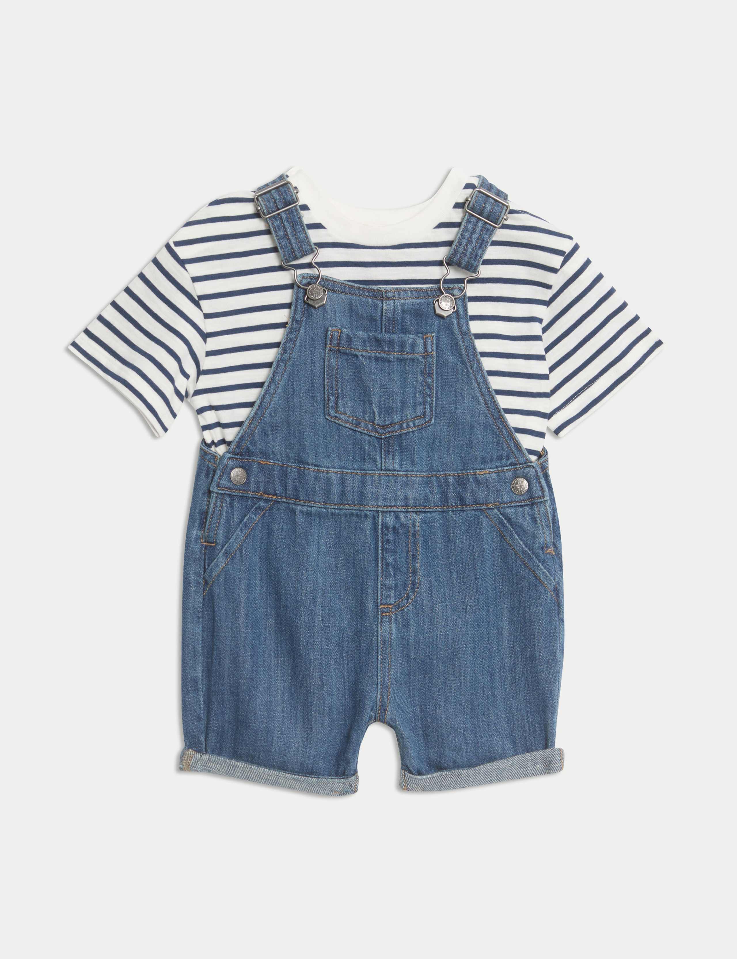 2pc Cotton Rich Denim Bibshort (0-3 Yrs)