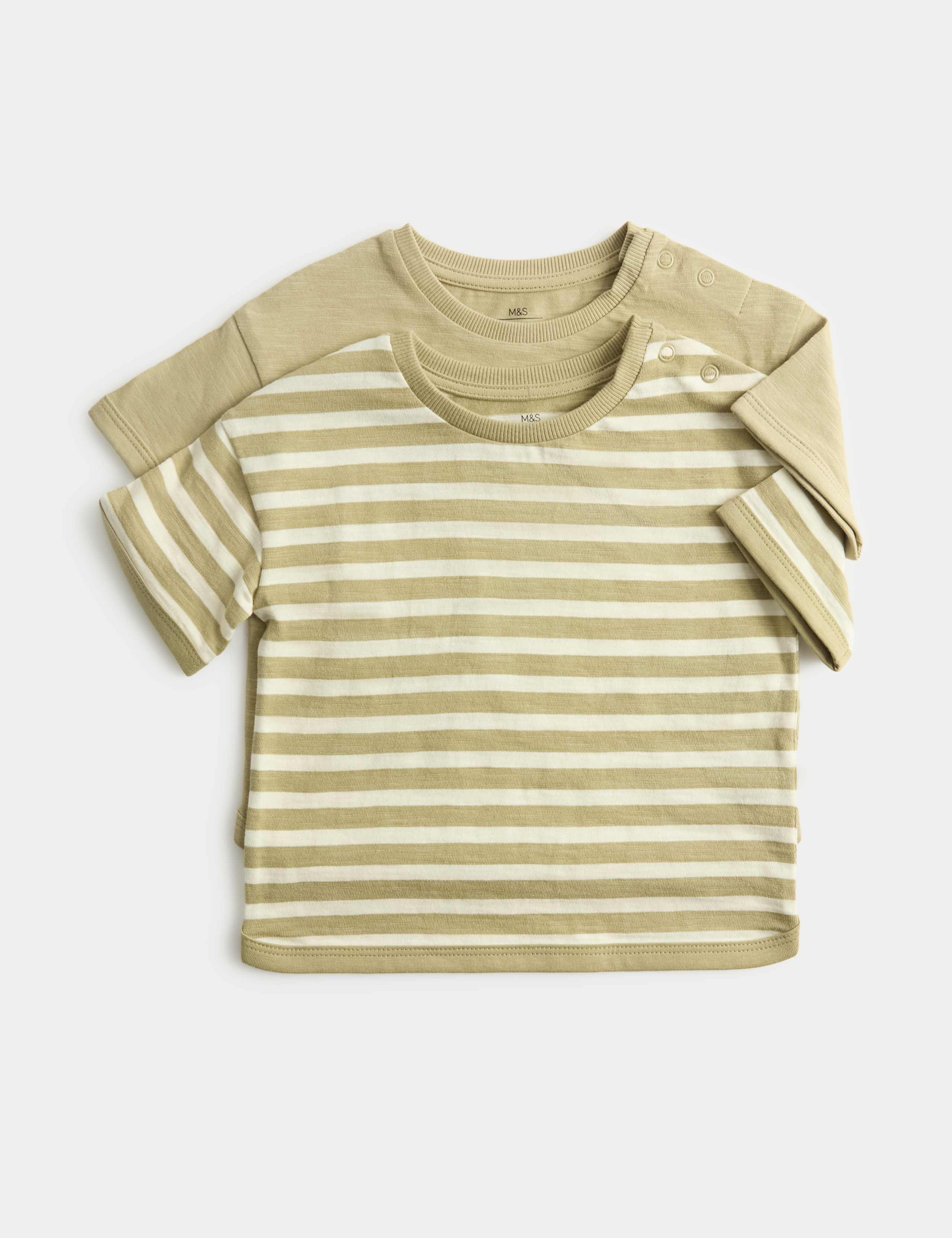 2 Pack Pure Cotton Stripe T-Shirts (0-5 Yrs)