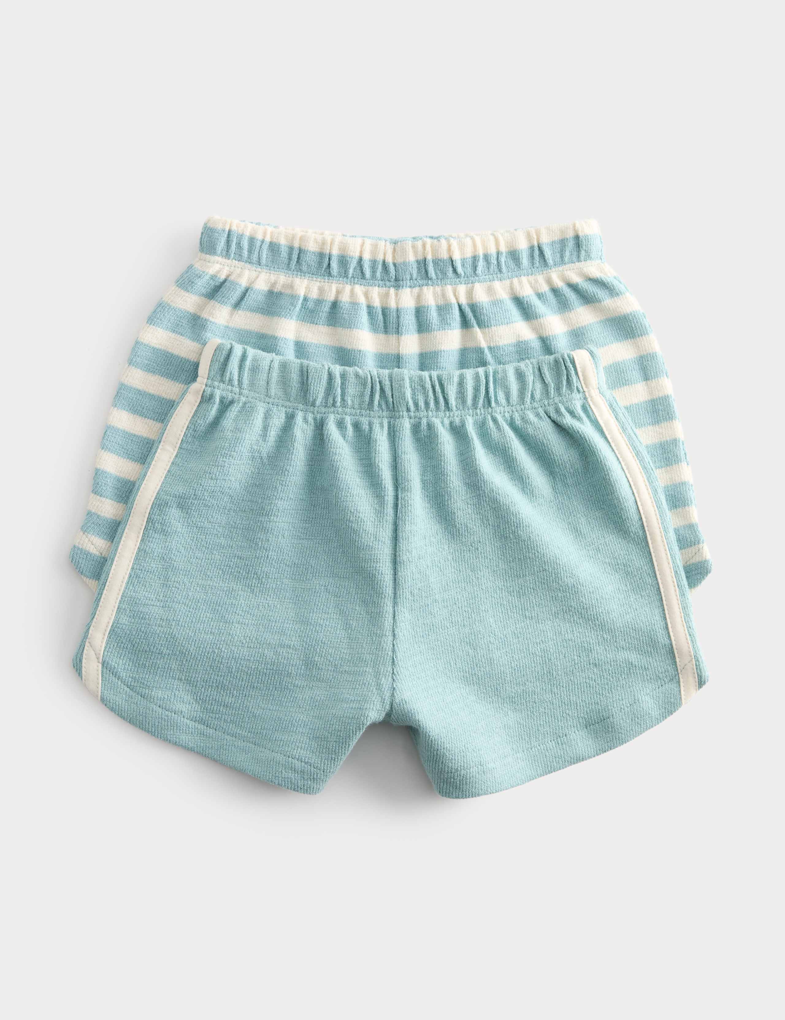 2 Pack Pure Cotton Side Stripe Shorts (0-5 Yrs)