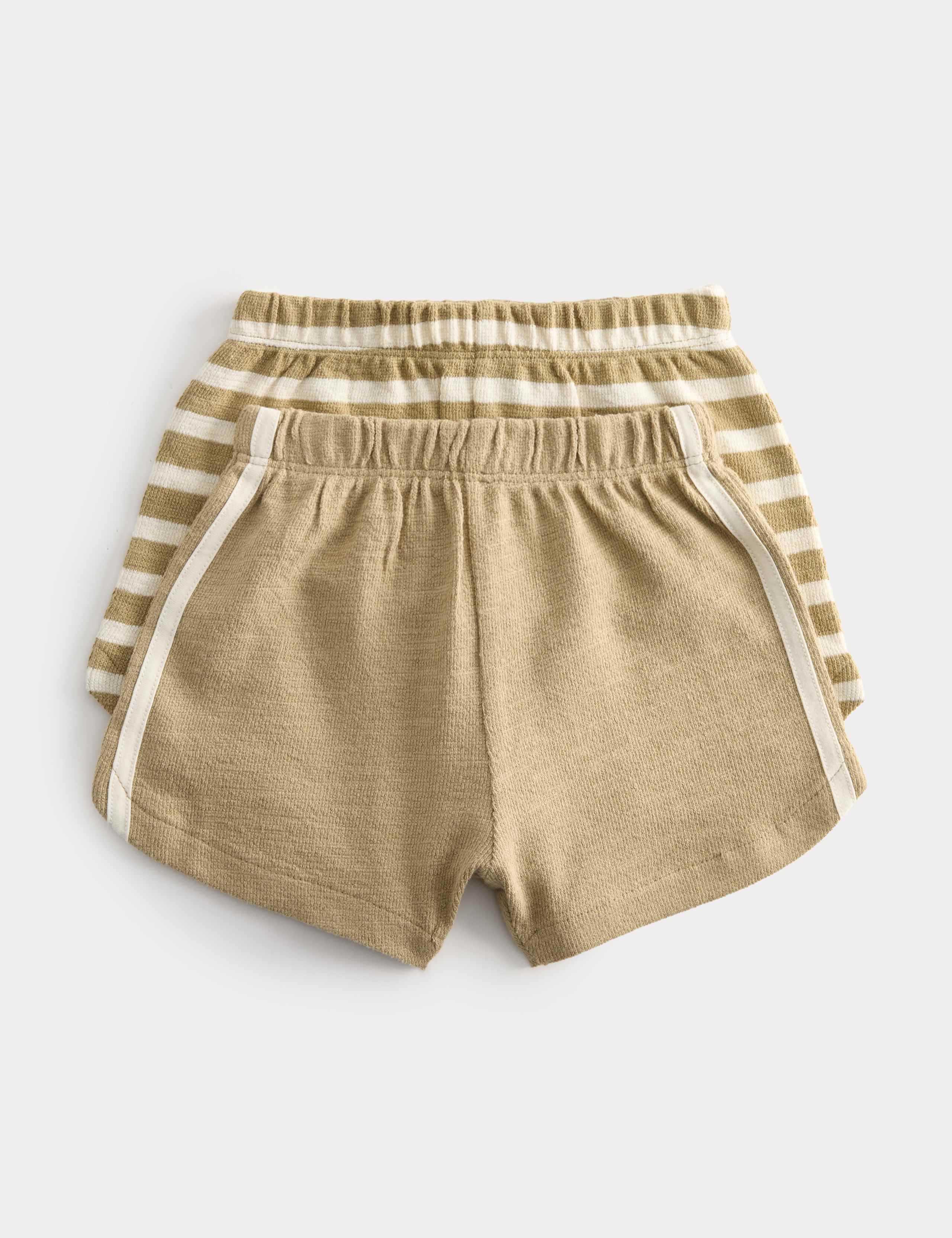 2 Pack Pure Cotton Side Stripe Shorts (0-5 Yrs)