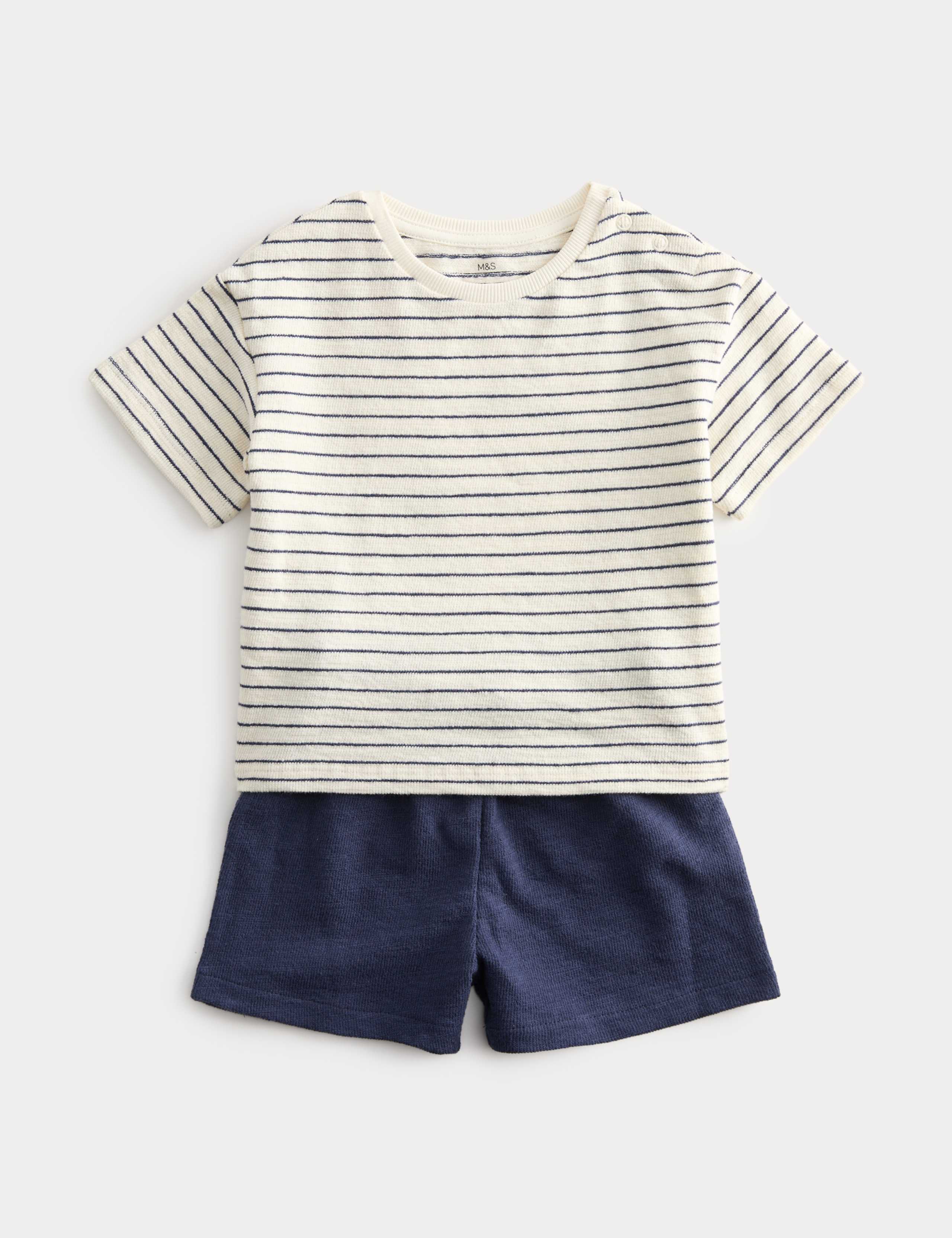 Pure Cotton Striped Shirt & Navy Shorts (0-5 Yrs)