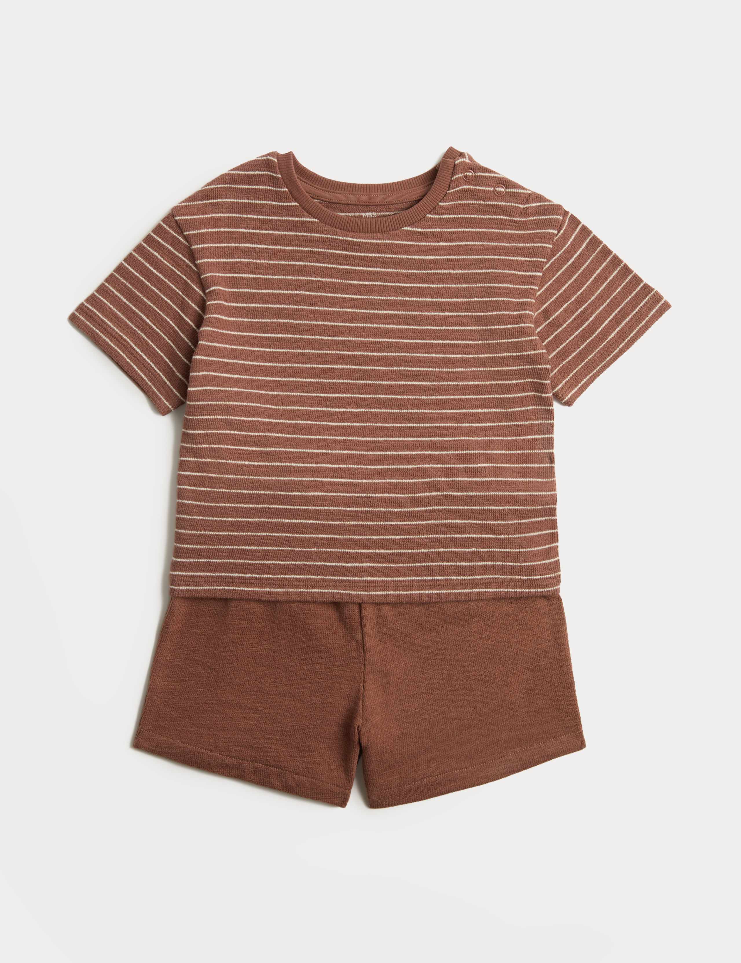 Pure Cotton Striped Shirt & Navy Shorts (0-5 Yrs)