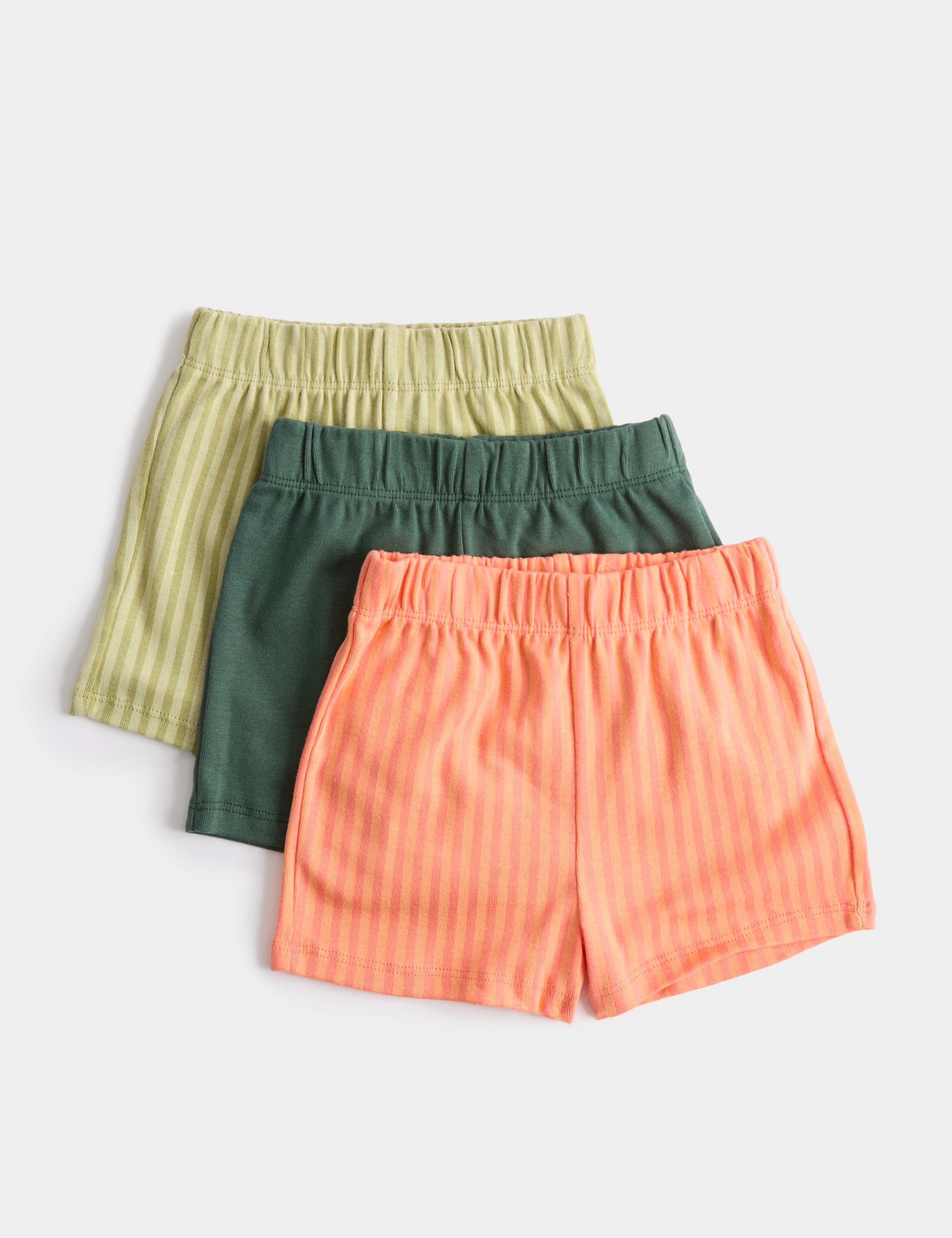 3 Pack Pure Cotton Striped Shorts (0-5 Yrs)