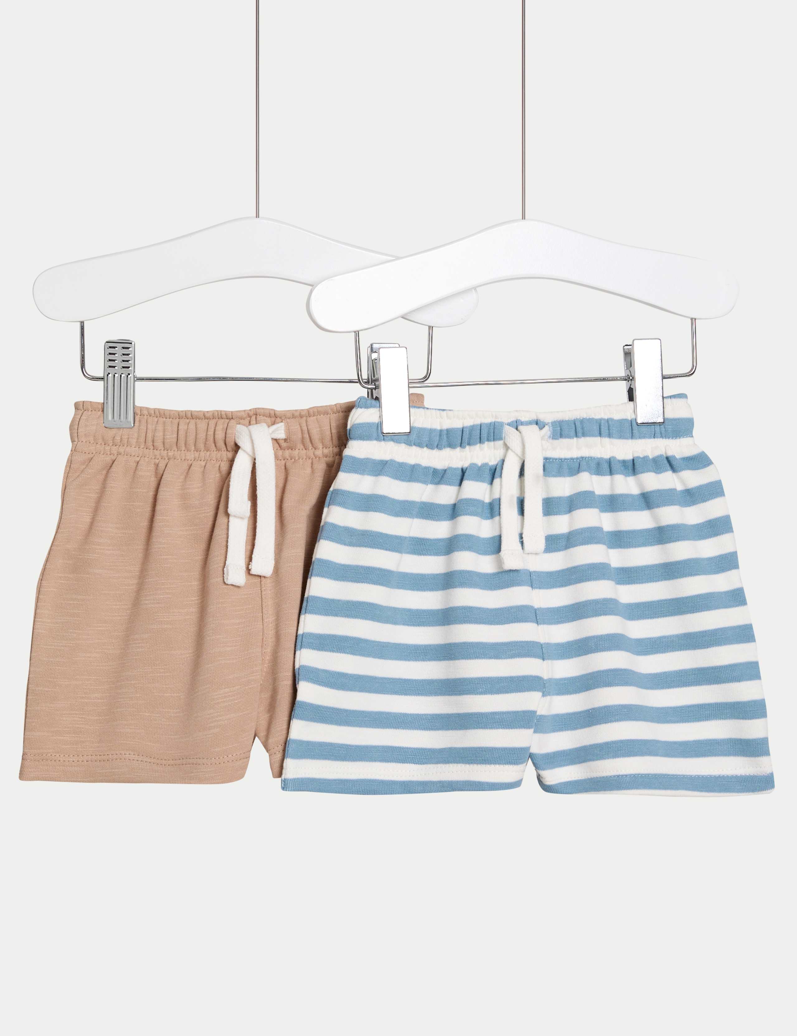 2pk Cotton Rich Striped Shorts (0-3 Yrs)