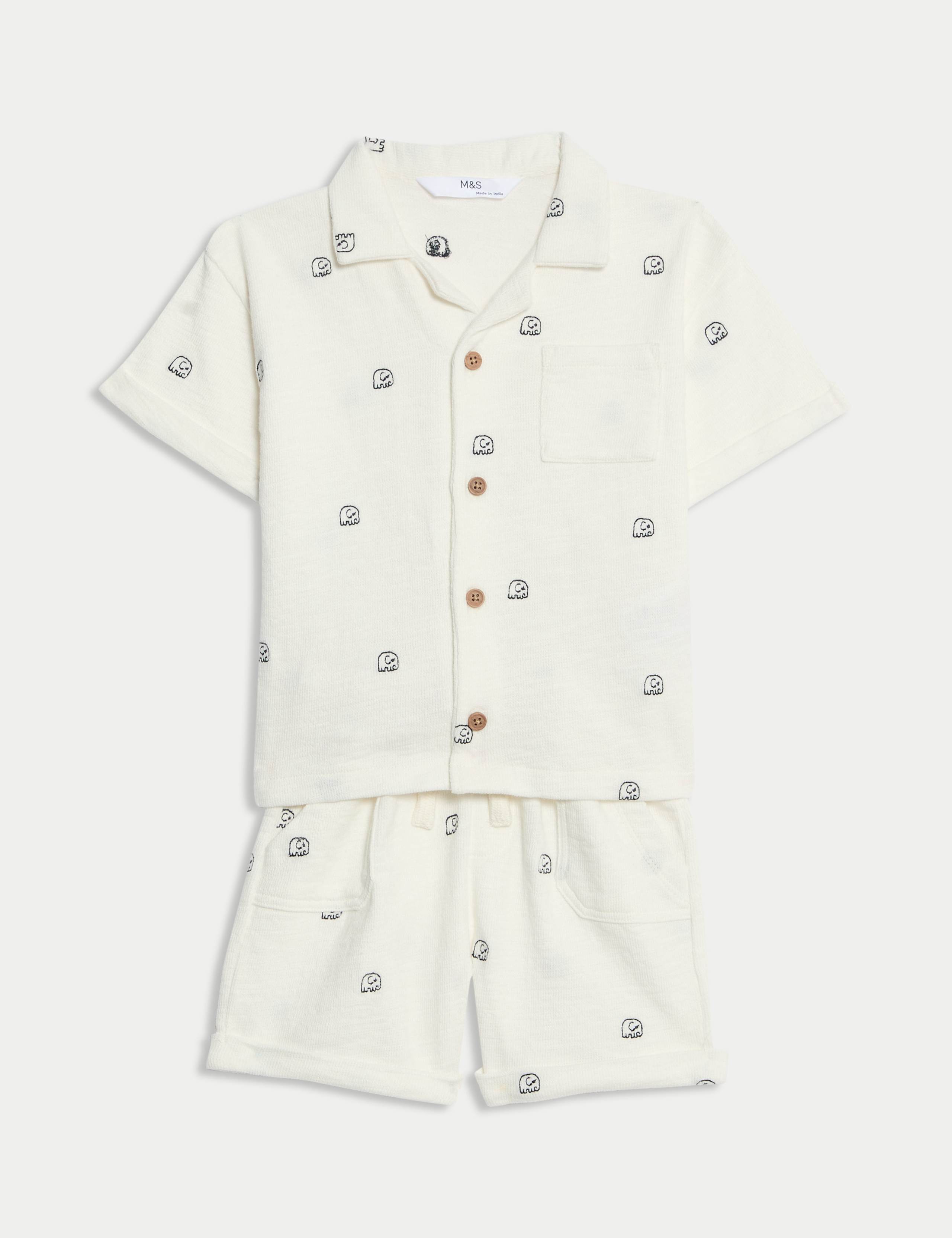 2pc Pure Cotton Embroidered Elephant Outfit (0-3 Yrs)