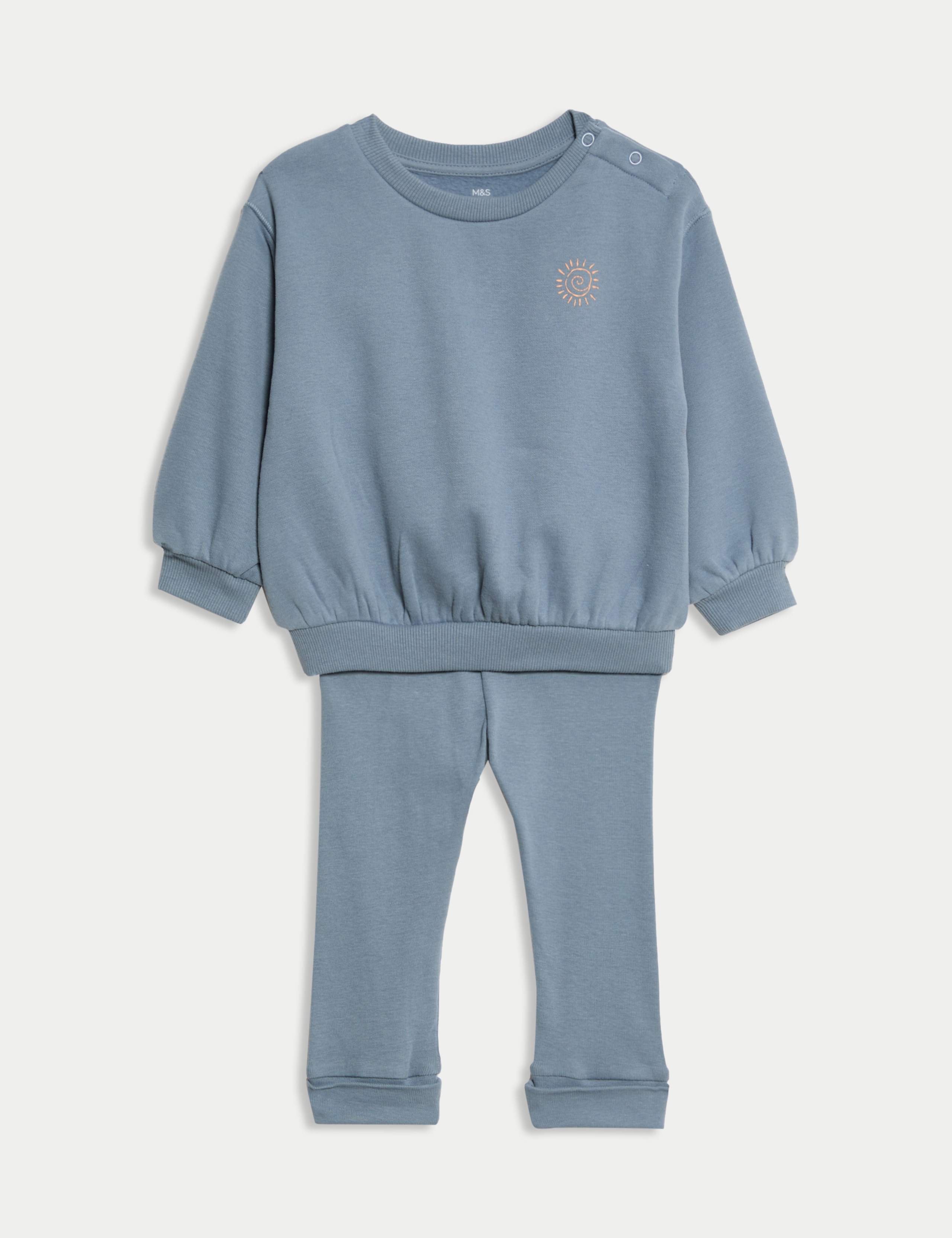 2pc Cotton Rich Blue Sweatshirt Outfit (0-3 Yrs)