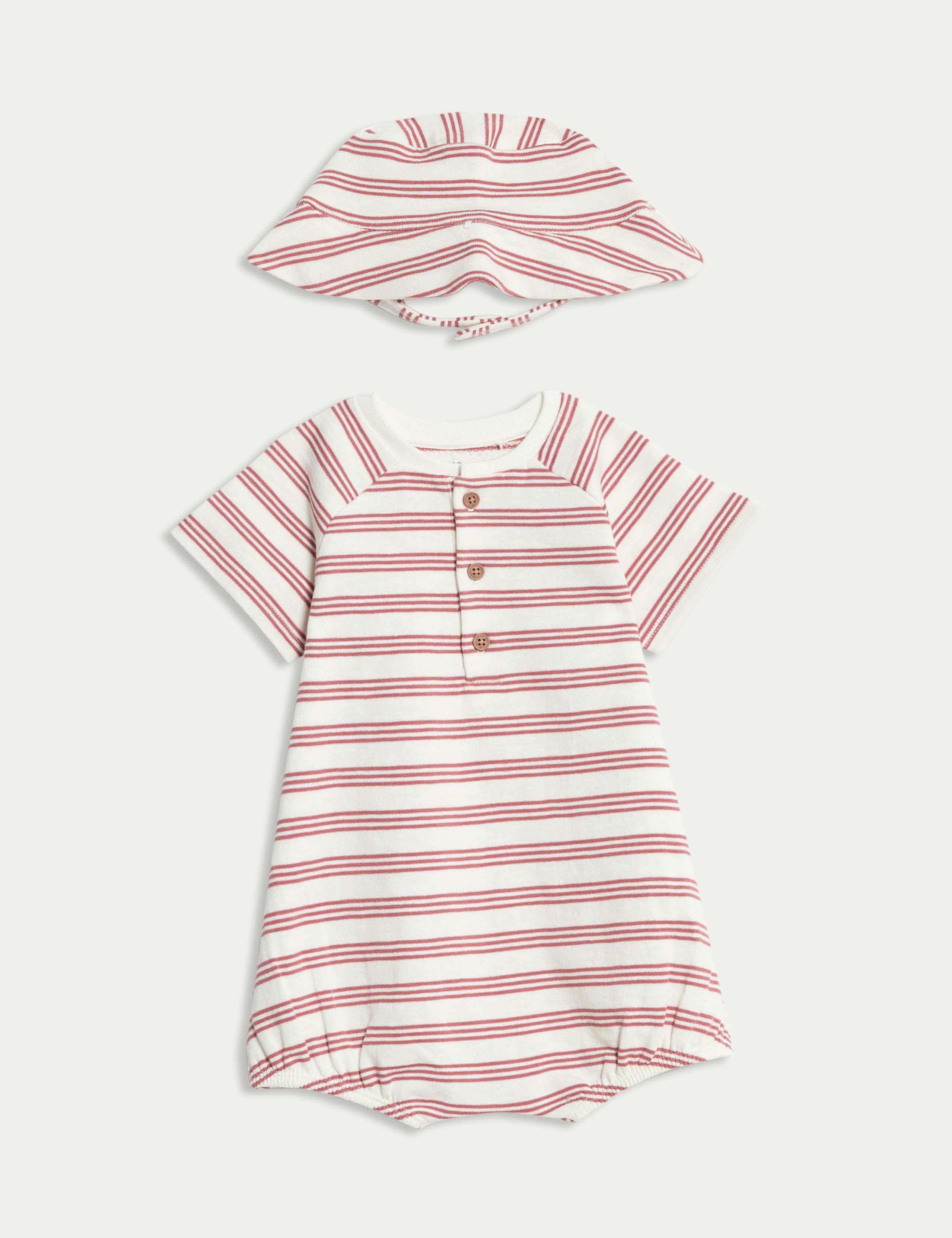 2pc Pure Cotton Striped Romper Outfit (0-3 Yrs)