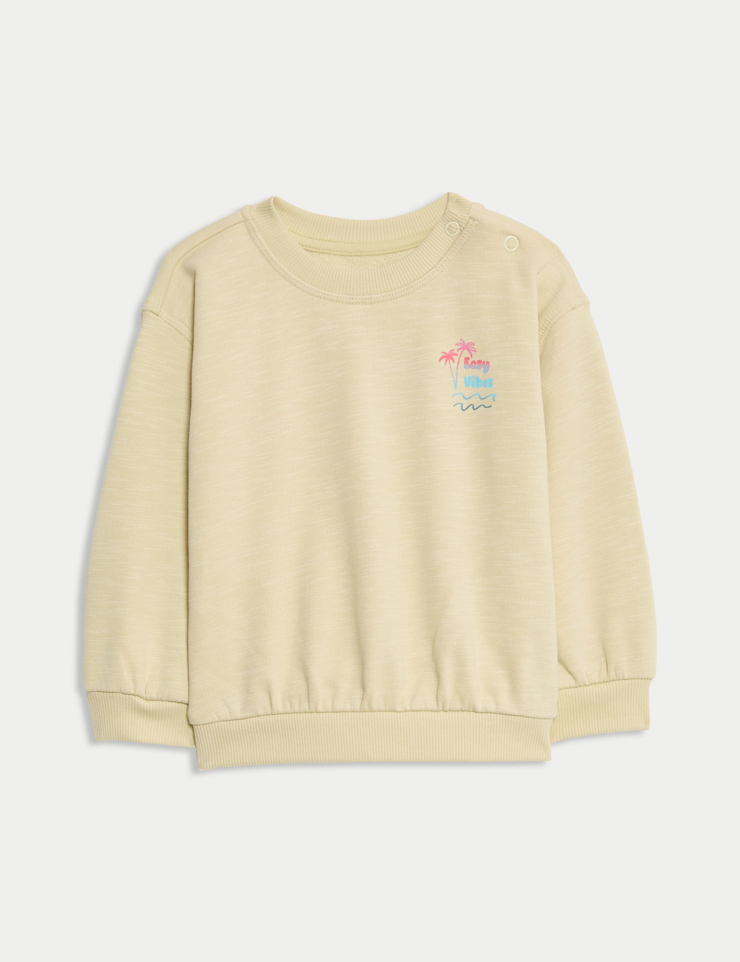Cotton Rich Easy Vibes Crew Neck Sweatshirt (0 - 6 Yrs)