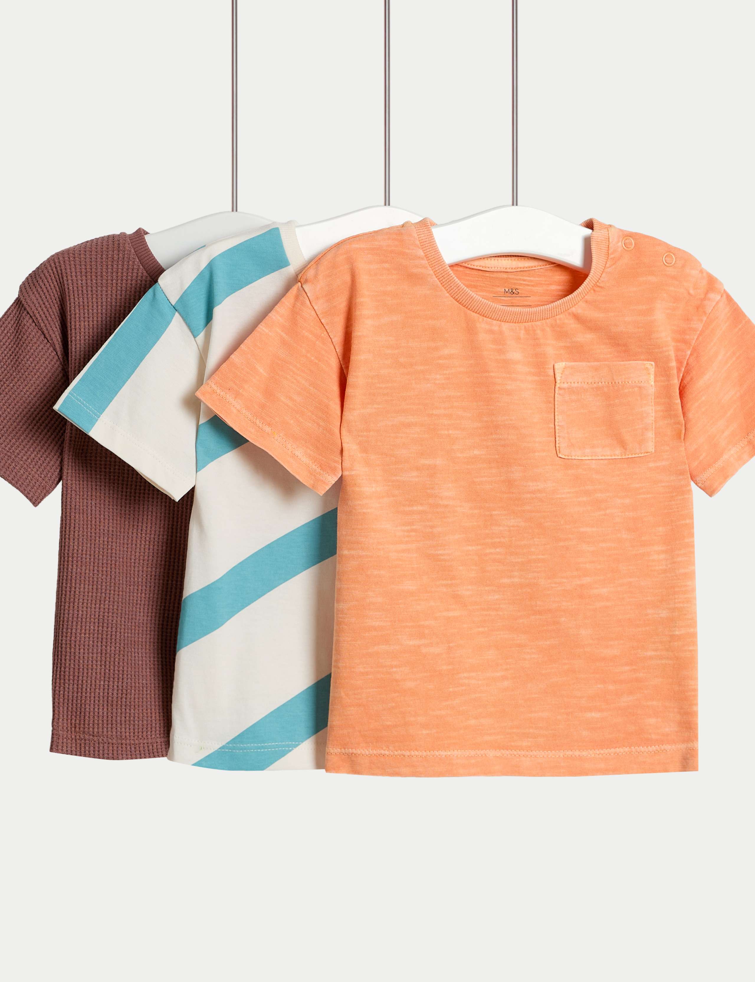 3pk Pure Cotton Striped Tops (0-3 Yrs)