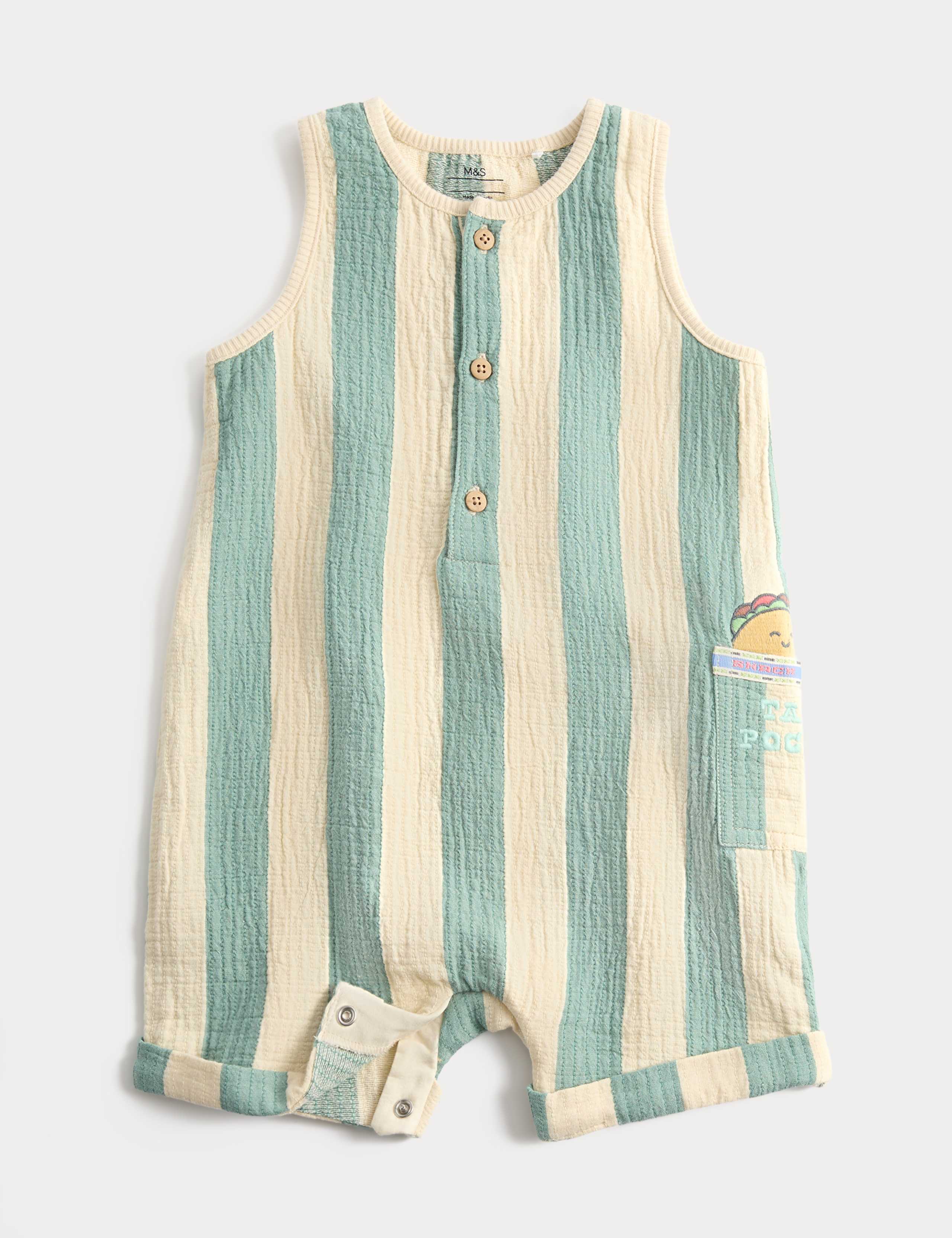Pure Cotton Taco Striped Dungarees (0-3 Yrs)