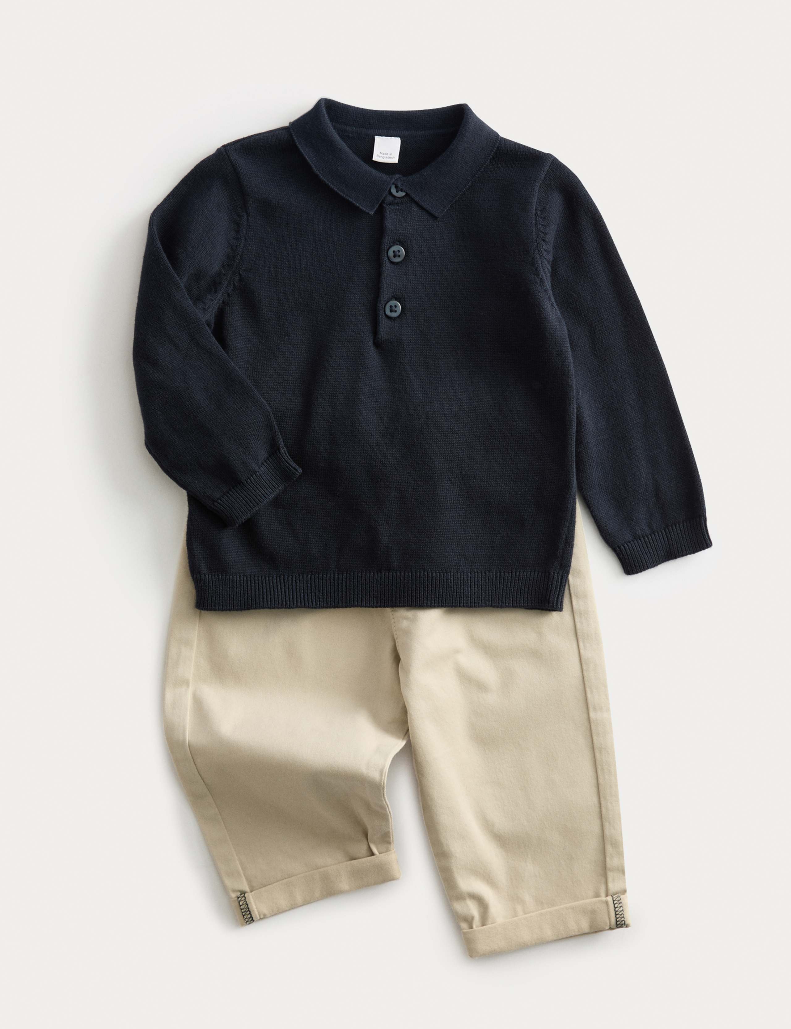 2pc Cotton Rich Knitted Polo & Chino Outfit (0-3 Yrs)