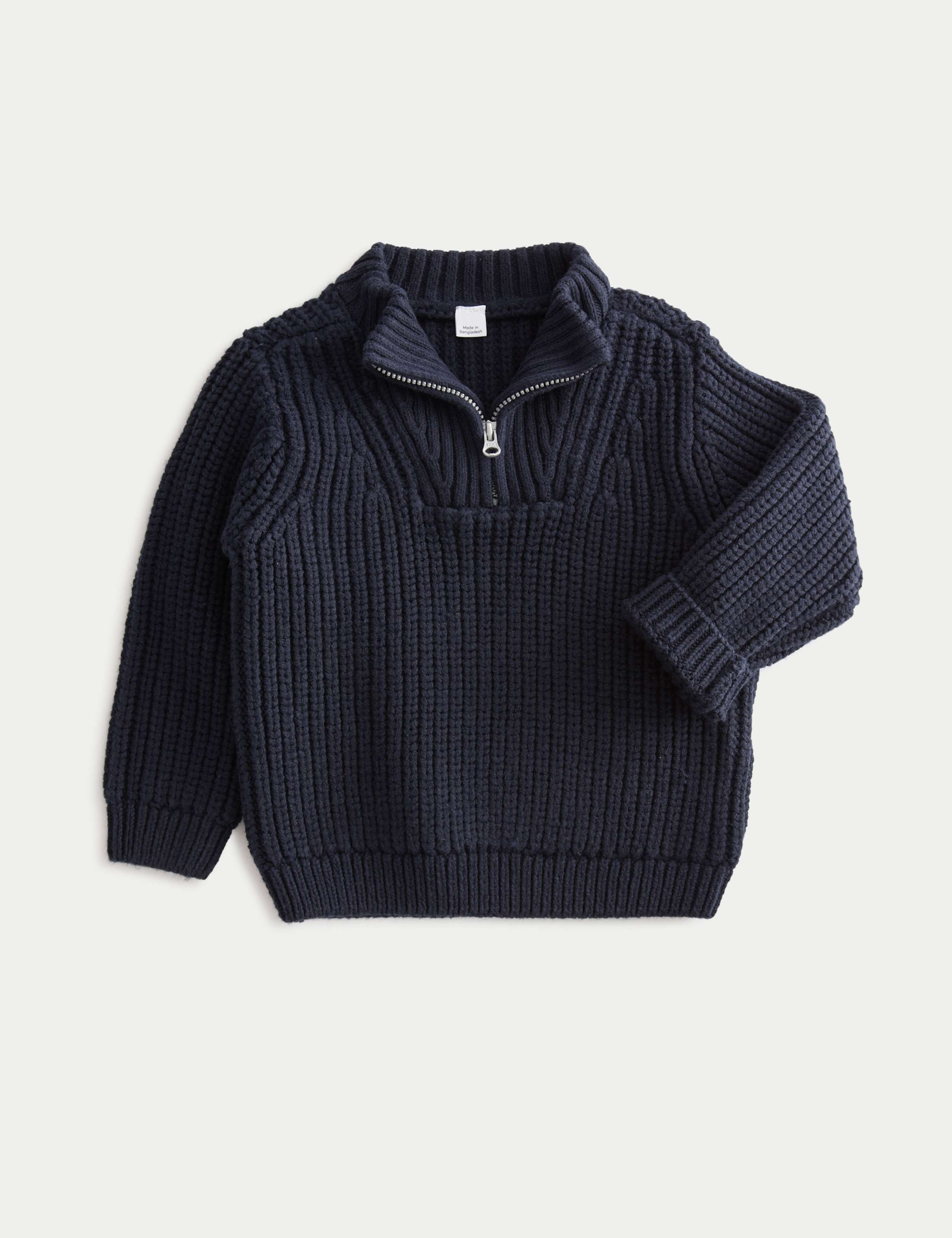 Cotton Blend Quarter Zip Knit Jumper (0-3 Yrs)