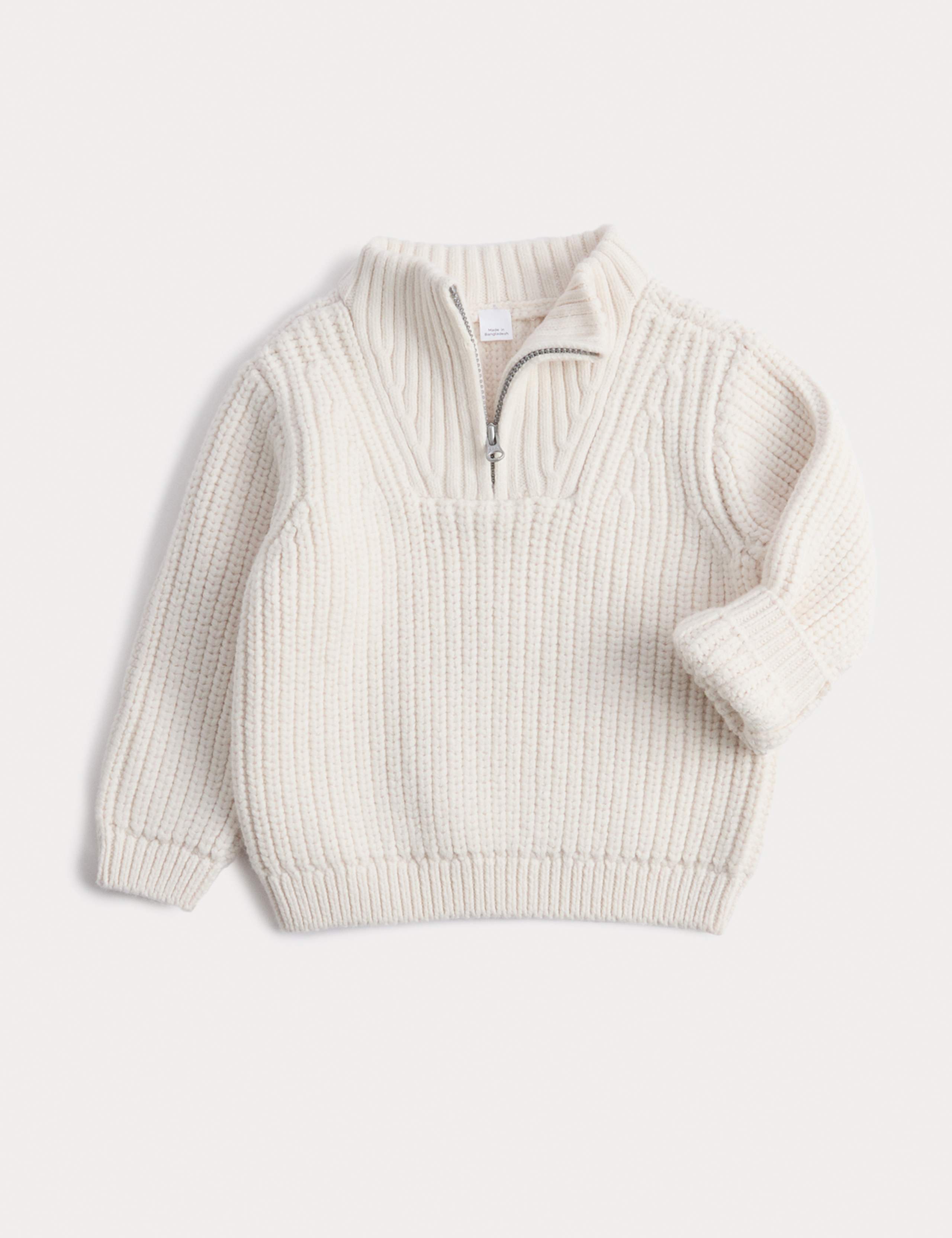 Cotton Blend Quarter Zip Knit Jumper (0-3 Yrs)