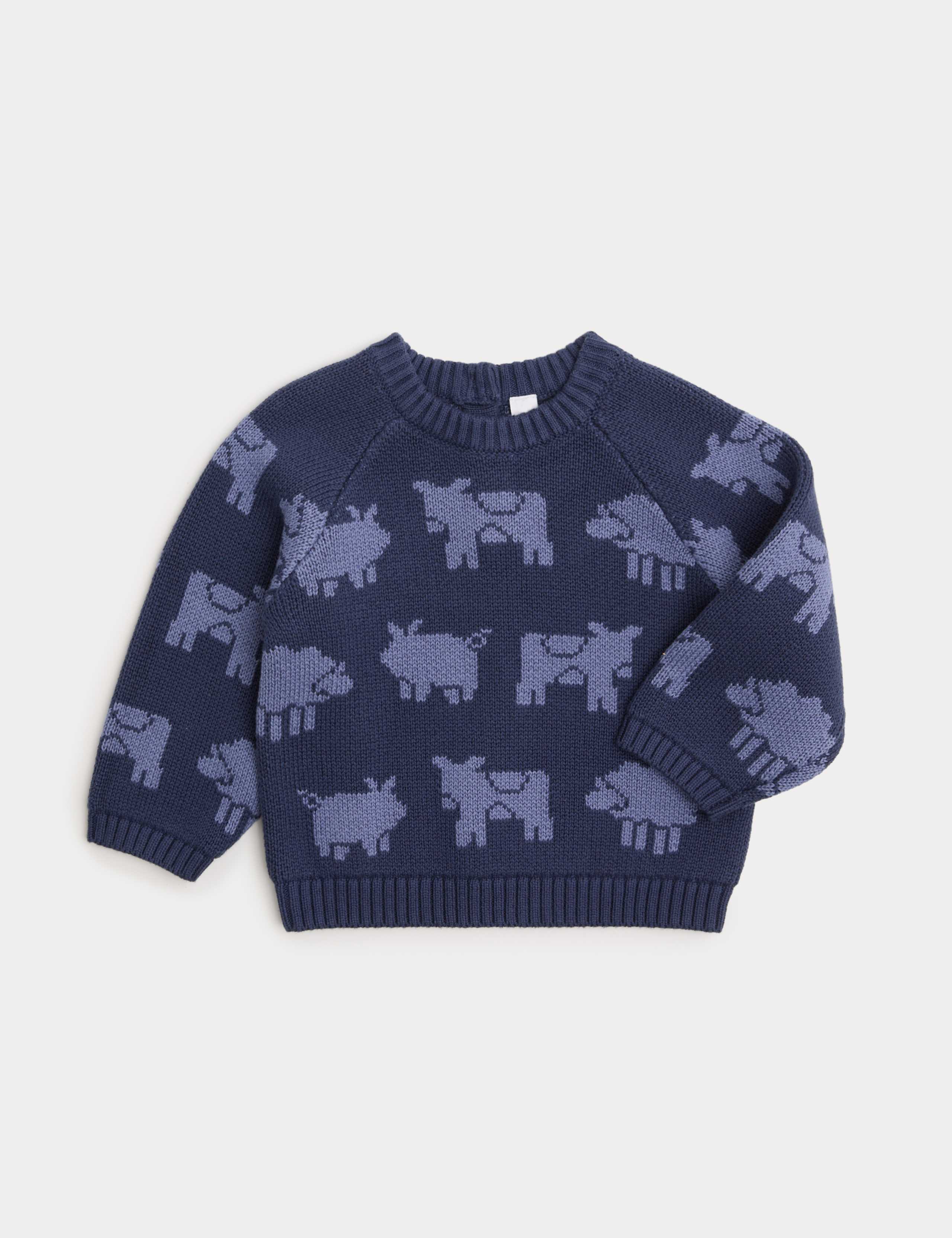Pure Cotton Cow Motif Knitted Jumper (0 Months-3 Years)