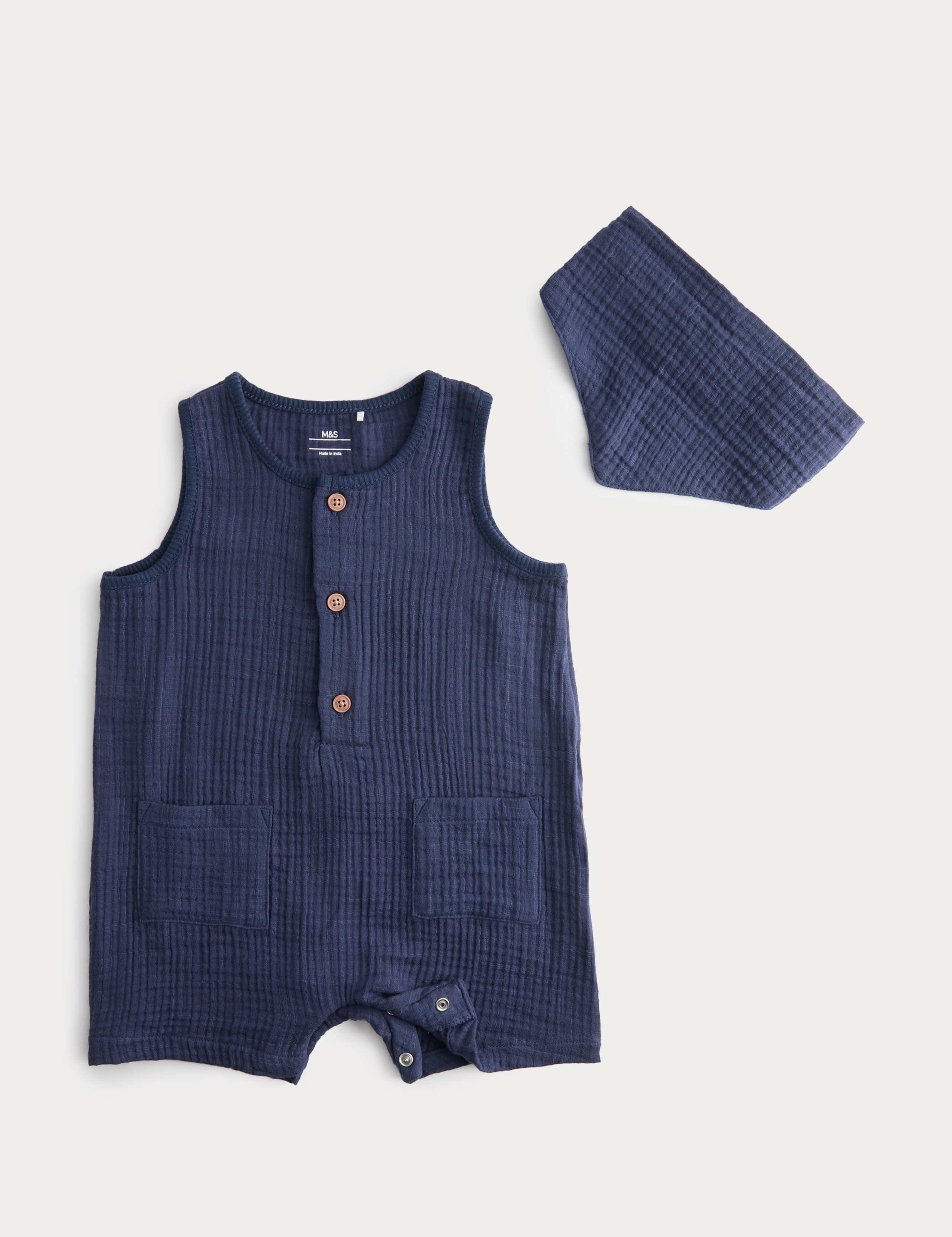 Pure Cotton Romper with Neck Tie (0-3 Yrs)