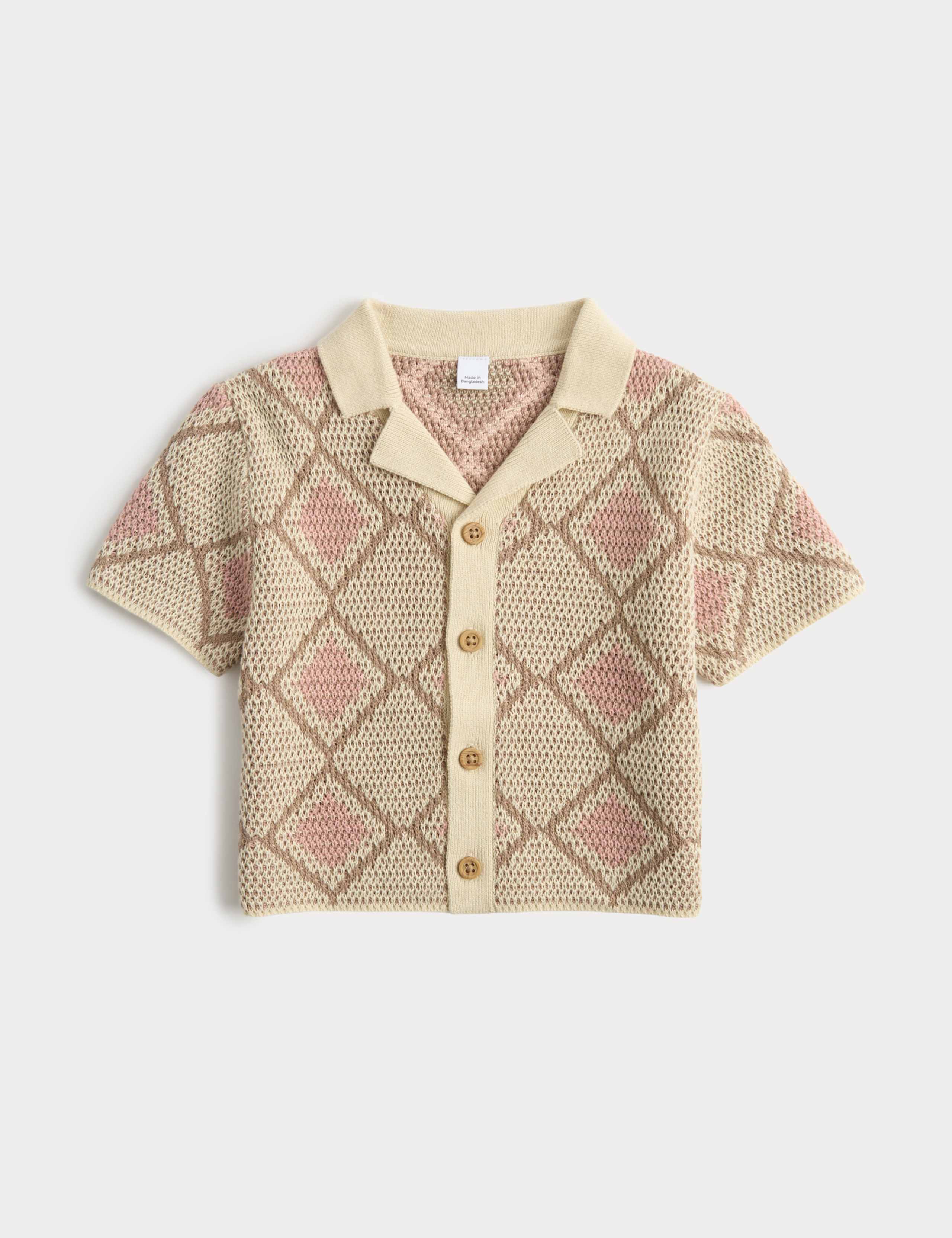 Pure Cotton Knitted Patterned Shirt (0-5 Yrs)