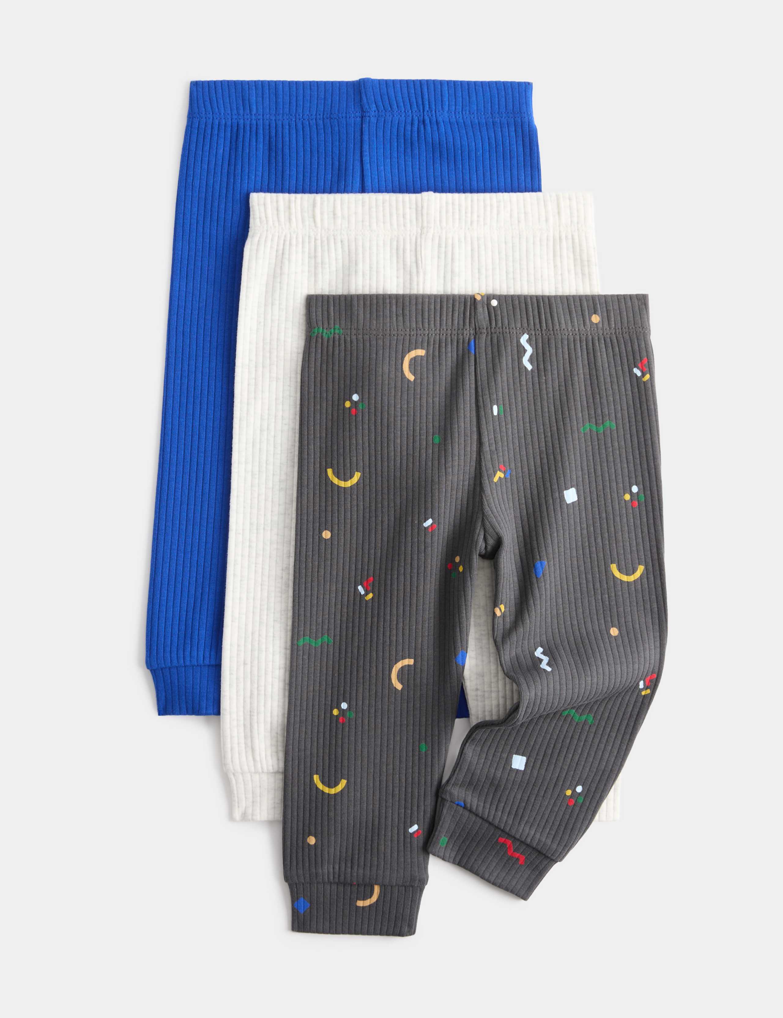 3 Pack Cotton Rich Abstract Ribbed Leggings (0 Mths-4 Yrs)