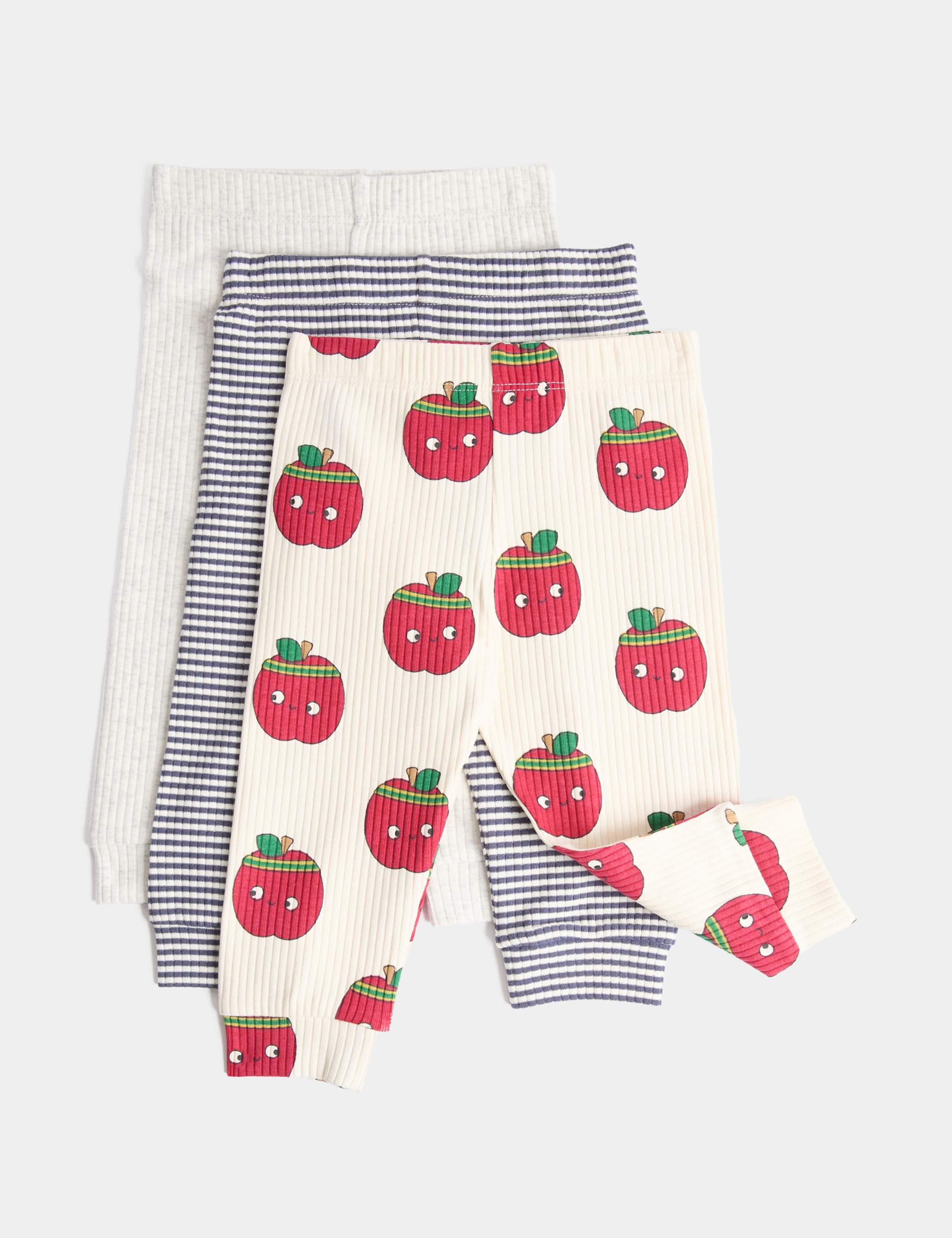 3 Pack Cotton Rich Apple Print Leggings (0 Mths-4 Yrs)