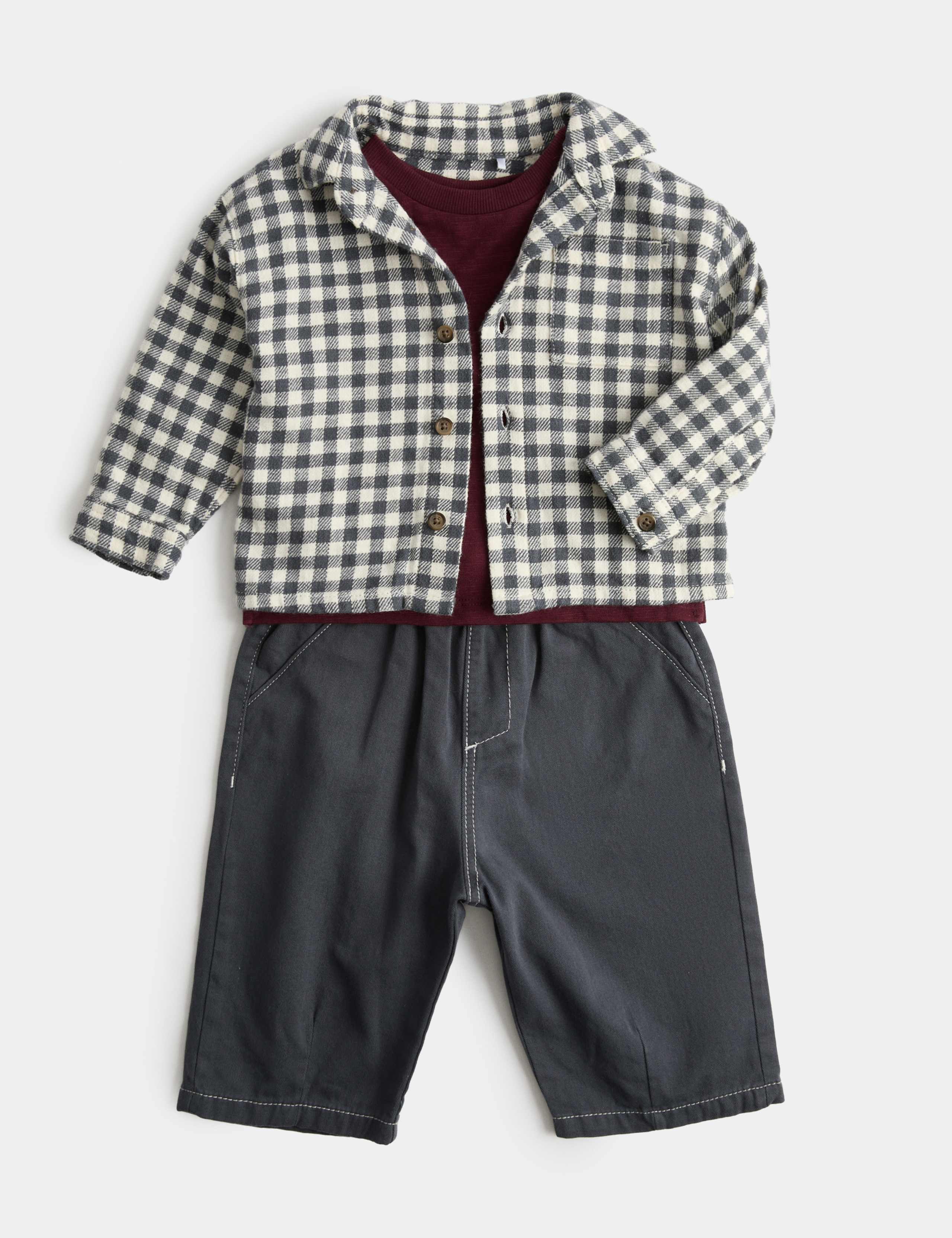 3 Piece Pure Cotton Shirt & Trouser Outfit (0-5 Yrs)
