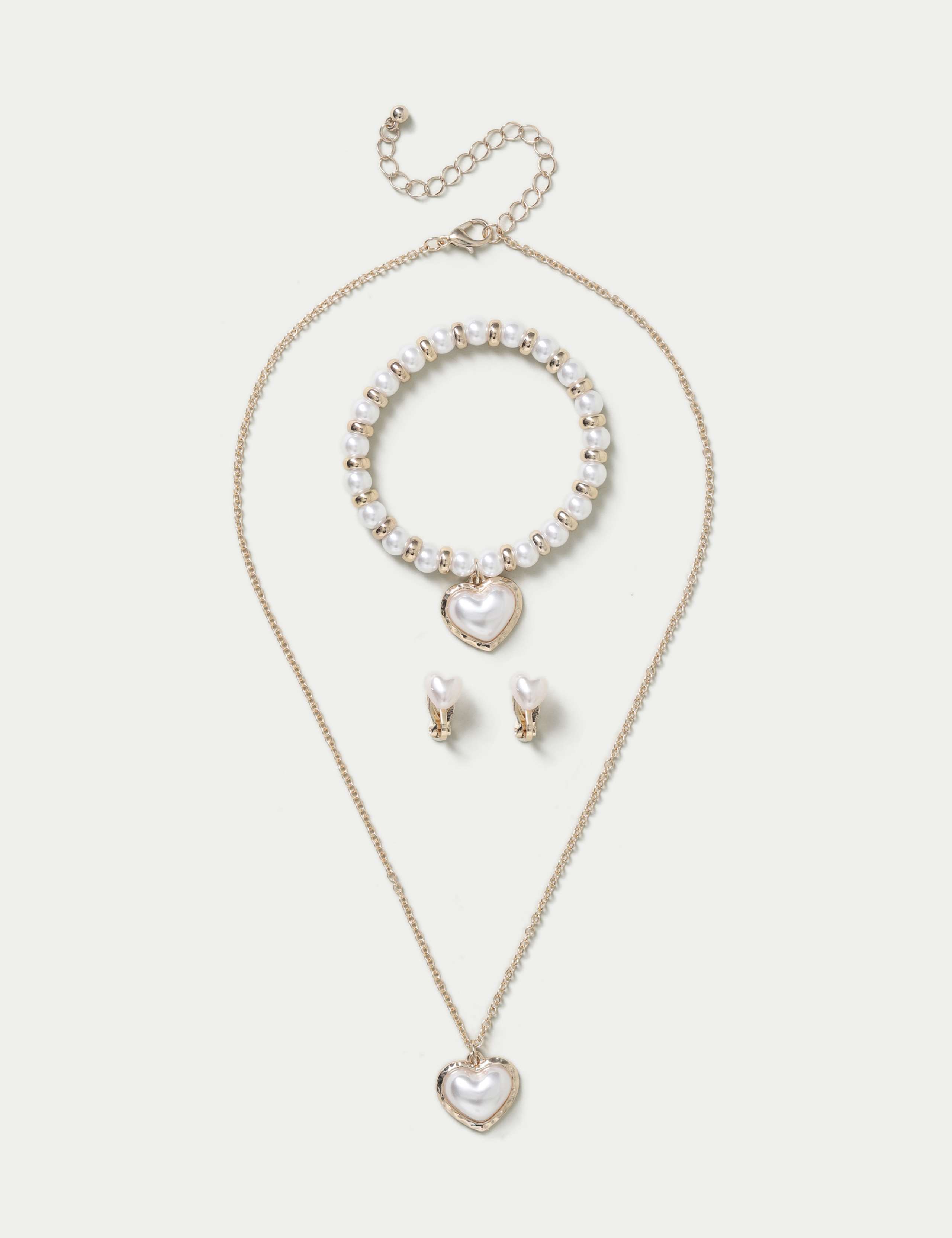 Gold and Pearl Effect Necklace and Bracelet Set